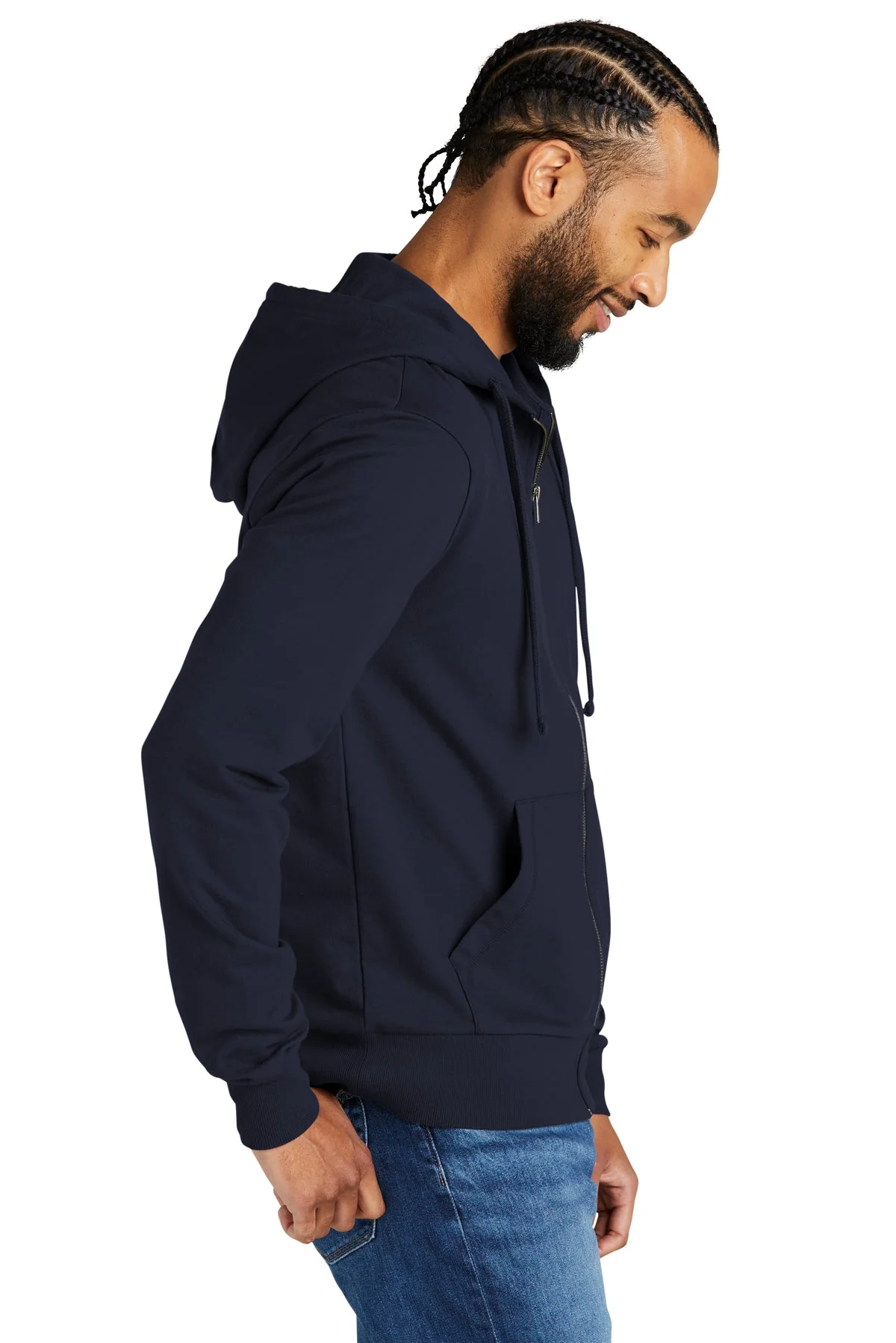 Allmade Unisex Organic French Terry Full-Zip Hoodie, Night Sky Navy - Image 3
