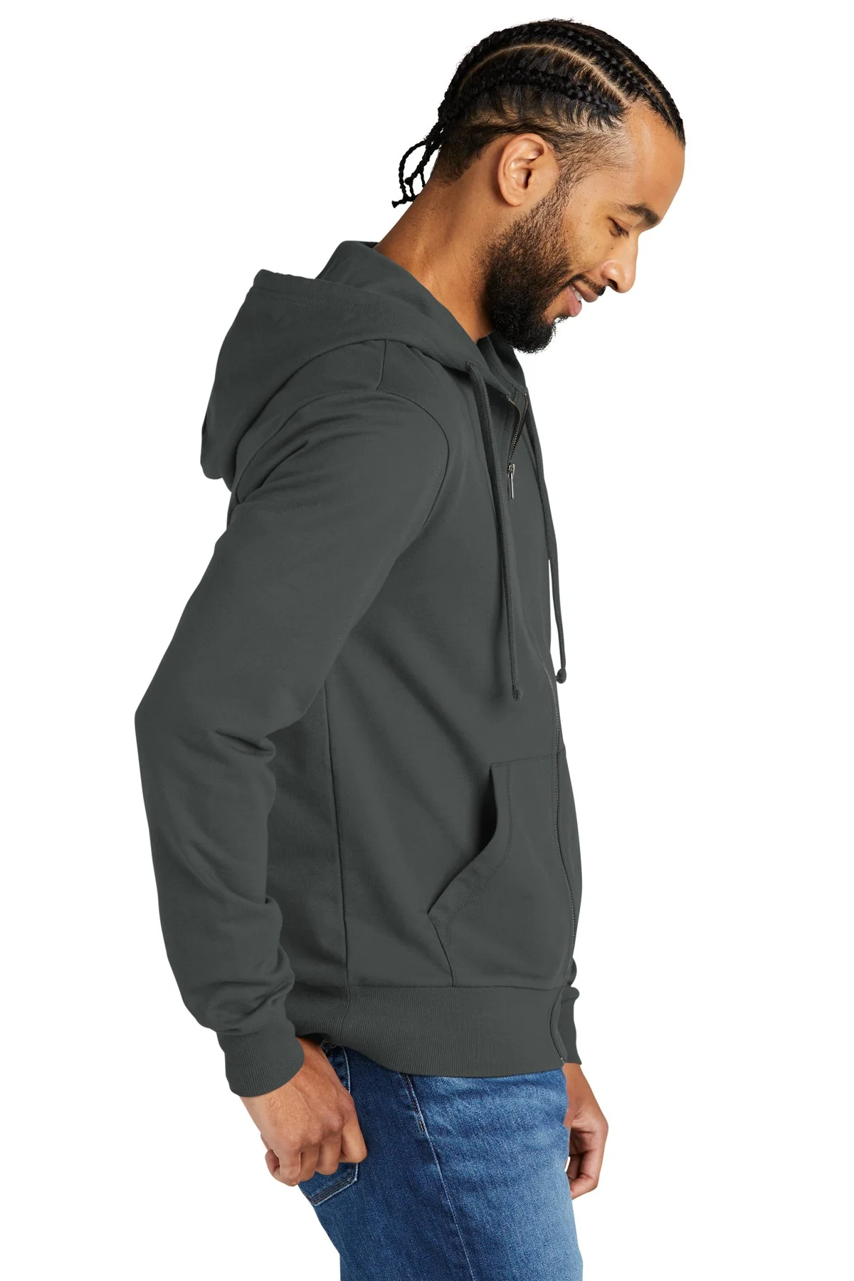 Allmade Unisex Organic French Terry Full-Zip Hoodie, Terrain Grey - Image 3