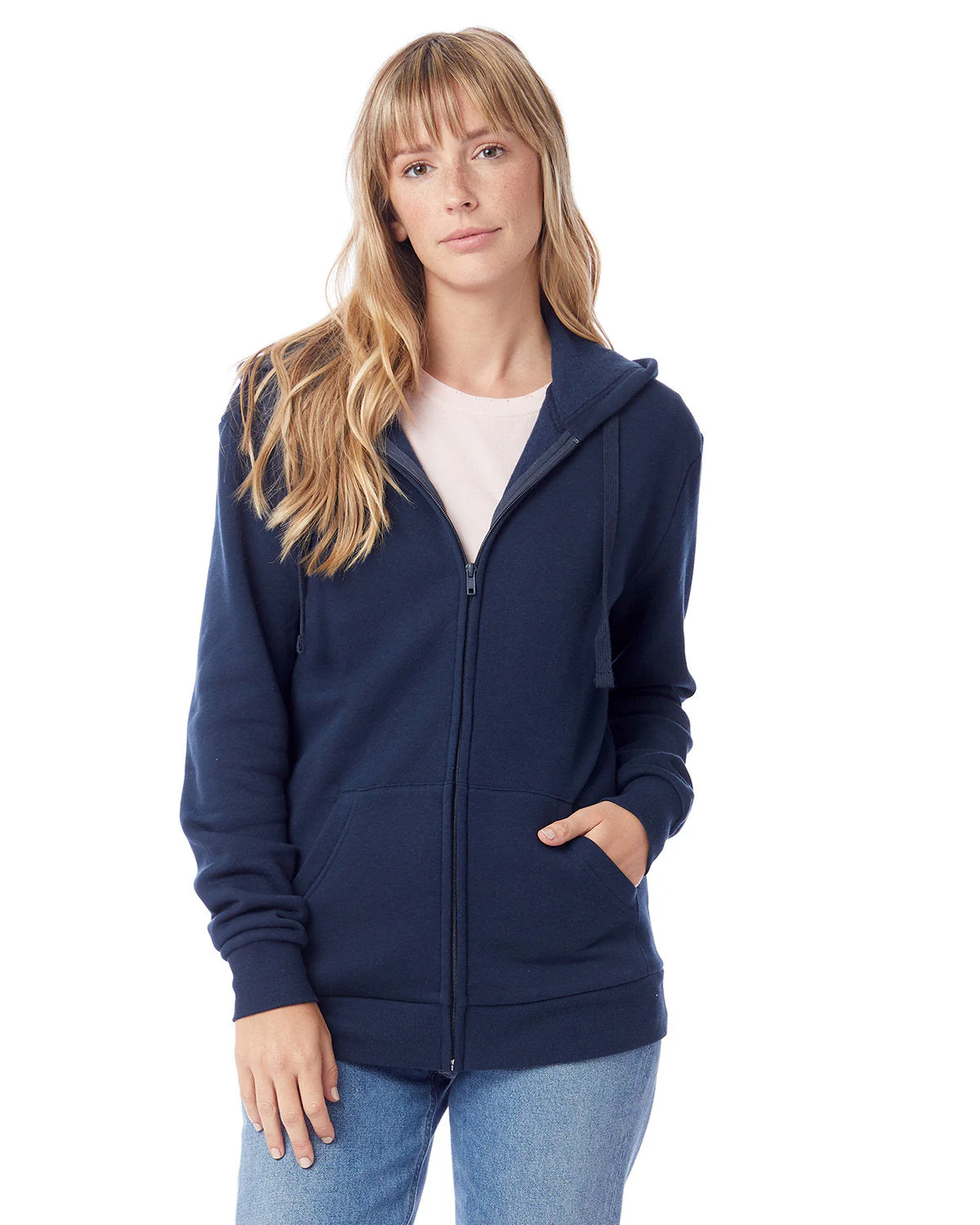 Alternative Unisex Eco-Cozy Fleece Zip Hoodie, Midnight Navy - Image 3