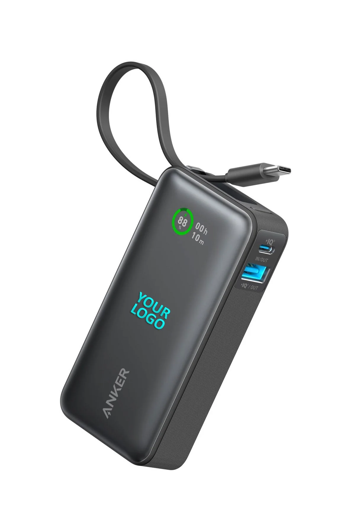 Anker Nano Custom Power Bank 30W Built-In USB-C Cable, Black