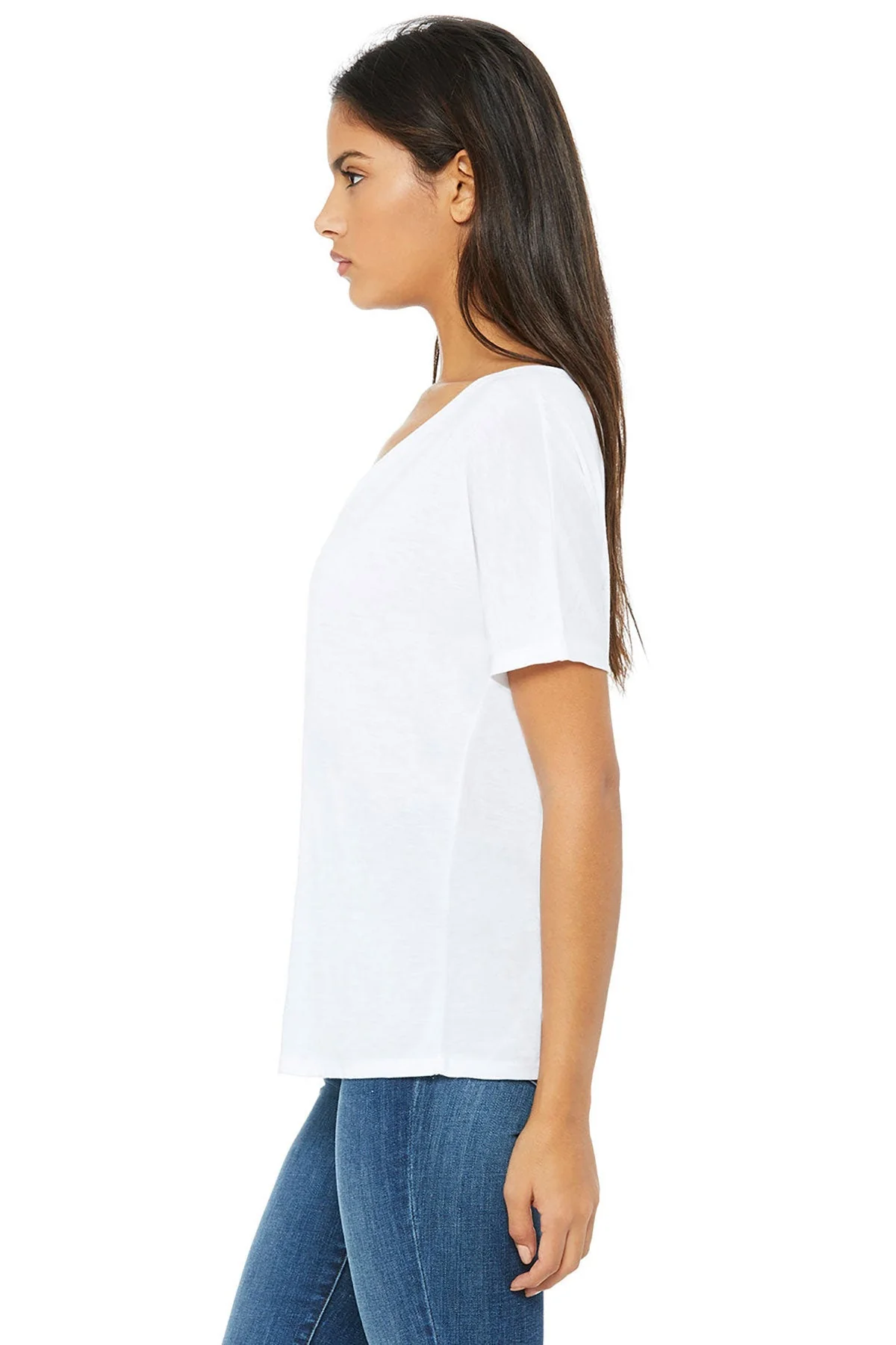 Bella Canvas Ladies Slouchy V-Neck T-Shirt, White [ASI] - Image 3