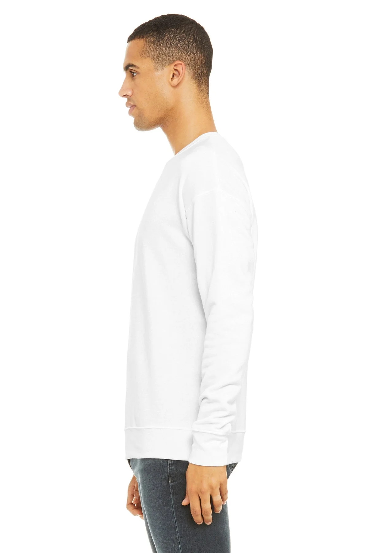 Bella Canvas Unisex Drop Shoulder Pullover, White - Embroidery [Reynolds and Moore] - Image 3