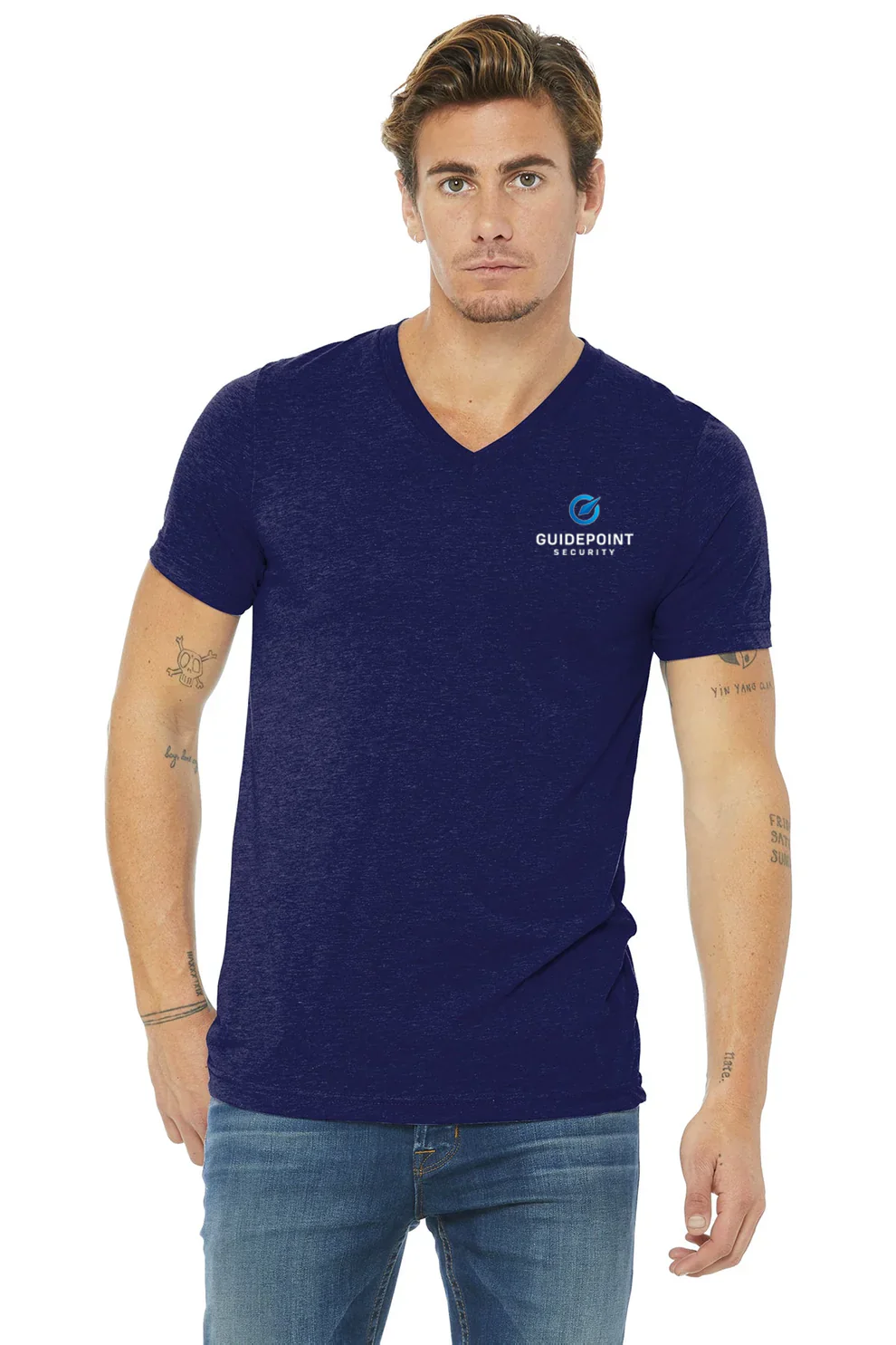 Bella Canvas Unisex V-Neck, Navy [GuidePoint Security]