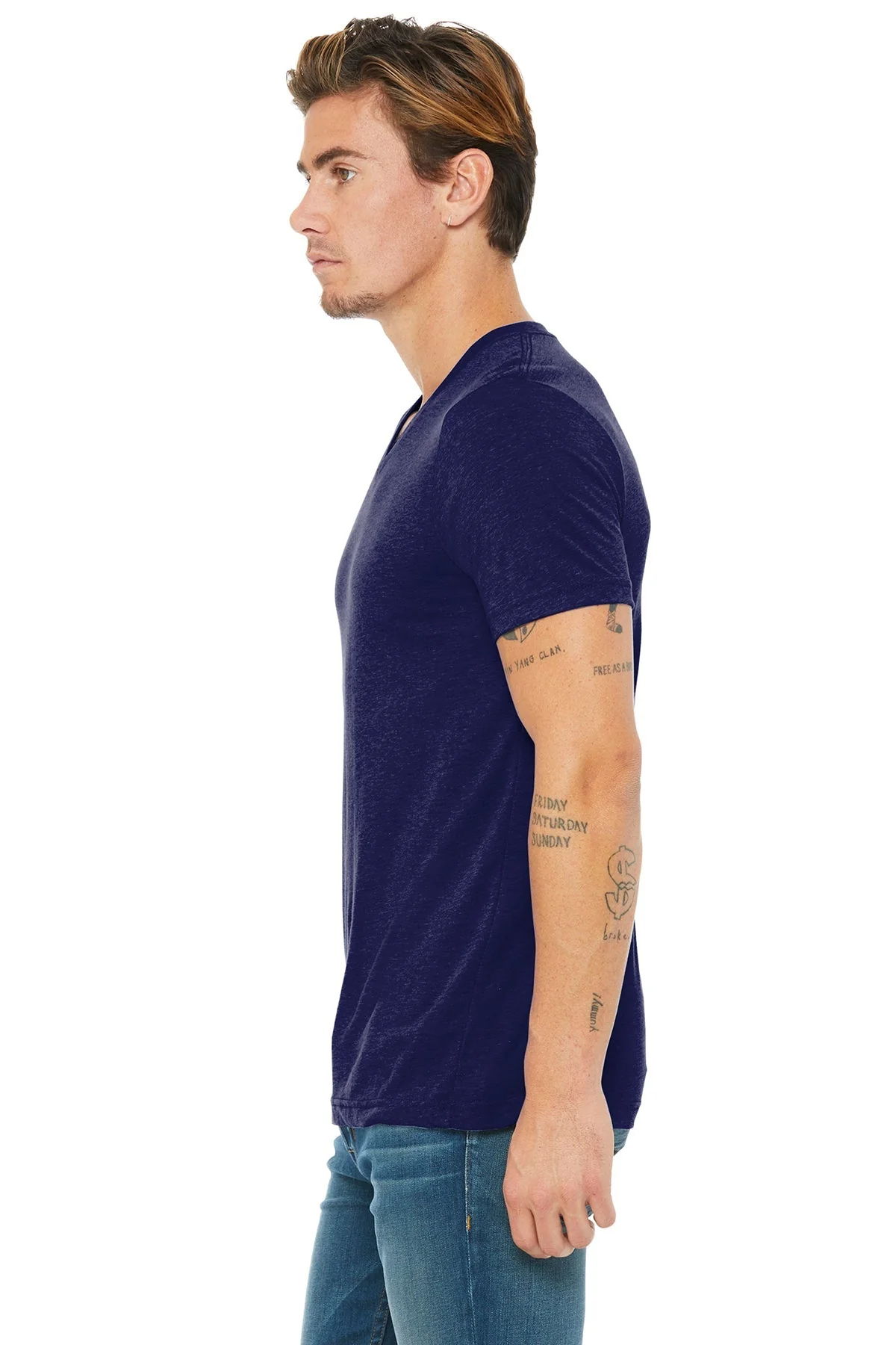Bella Canvas Unisex V-Neck, Navy [GuidePoint Security] - Image 3