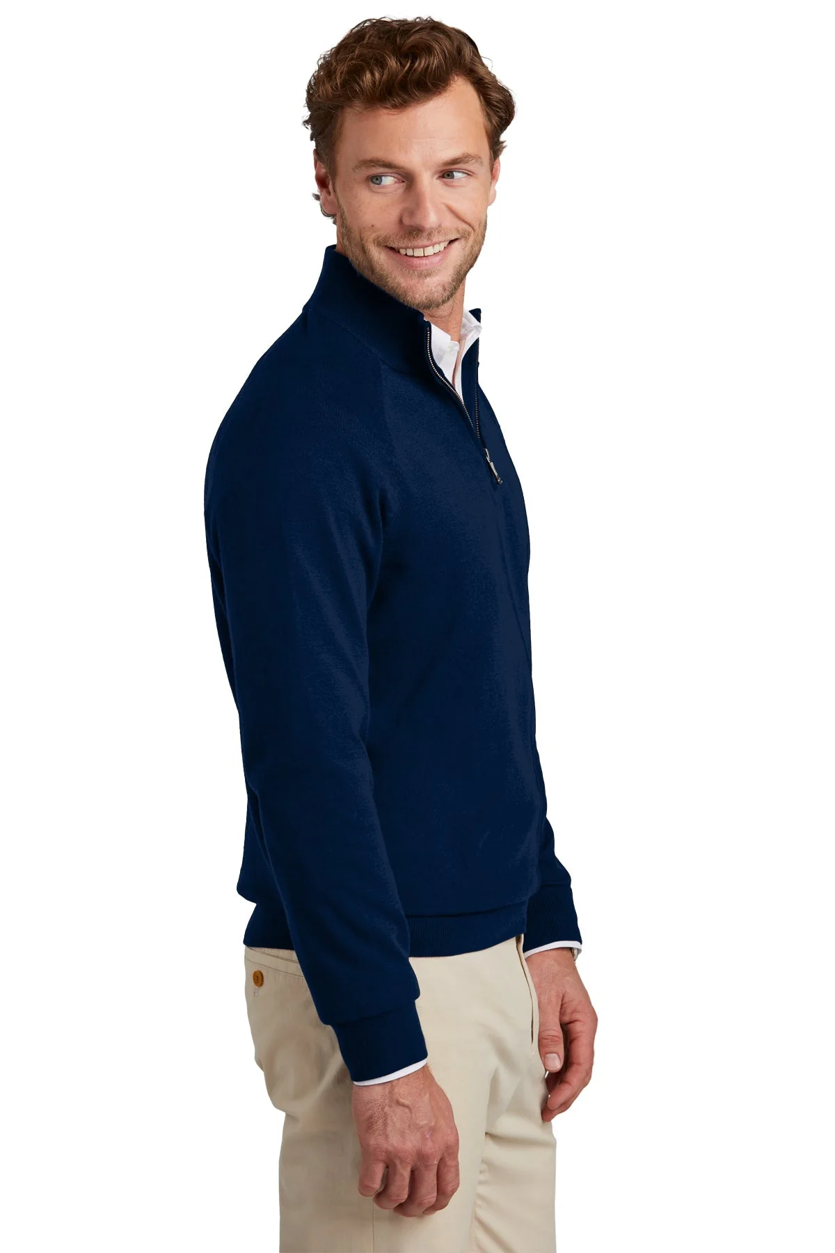 Brooks Brothers Cotton Stretch 1/4-Zip, Navy Blazer [FORT Robotics] - Image 3
