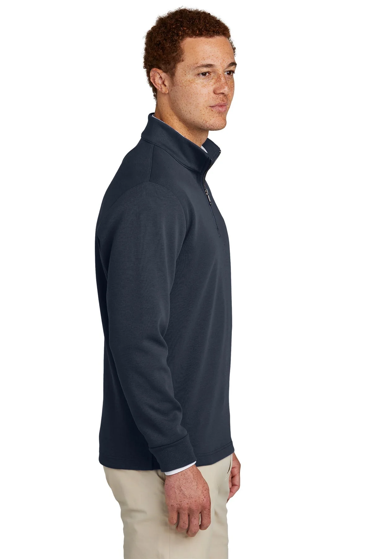Brooks Brothers Double-Knit 1/4-Zip, Night Navy - Embroidery [Reynolds and Moore] - Image 3