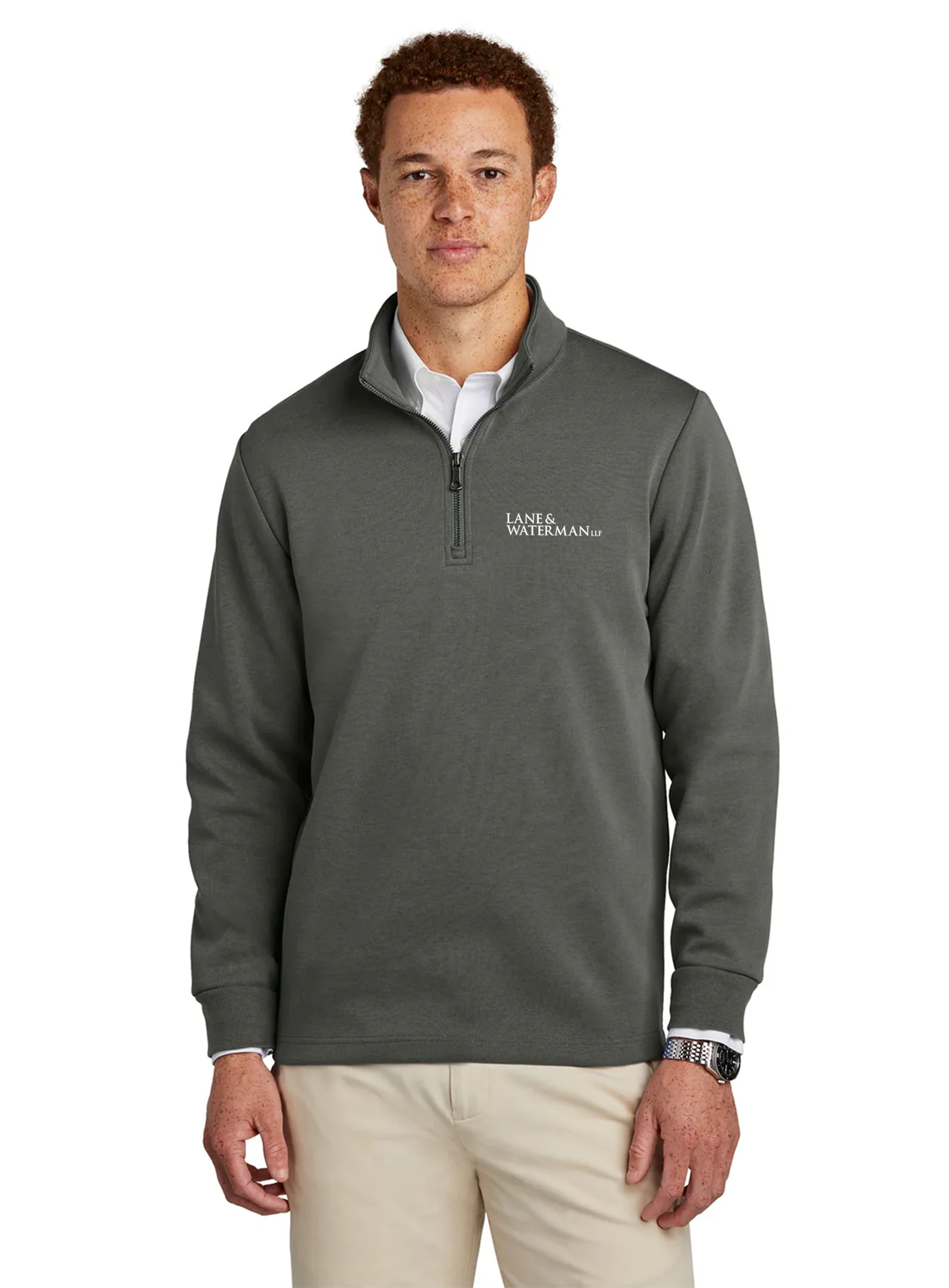 Brooks Brothers Double-Knit 1/4-Zip, Windsor Grey [Lane & Waterman]
