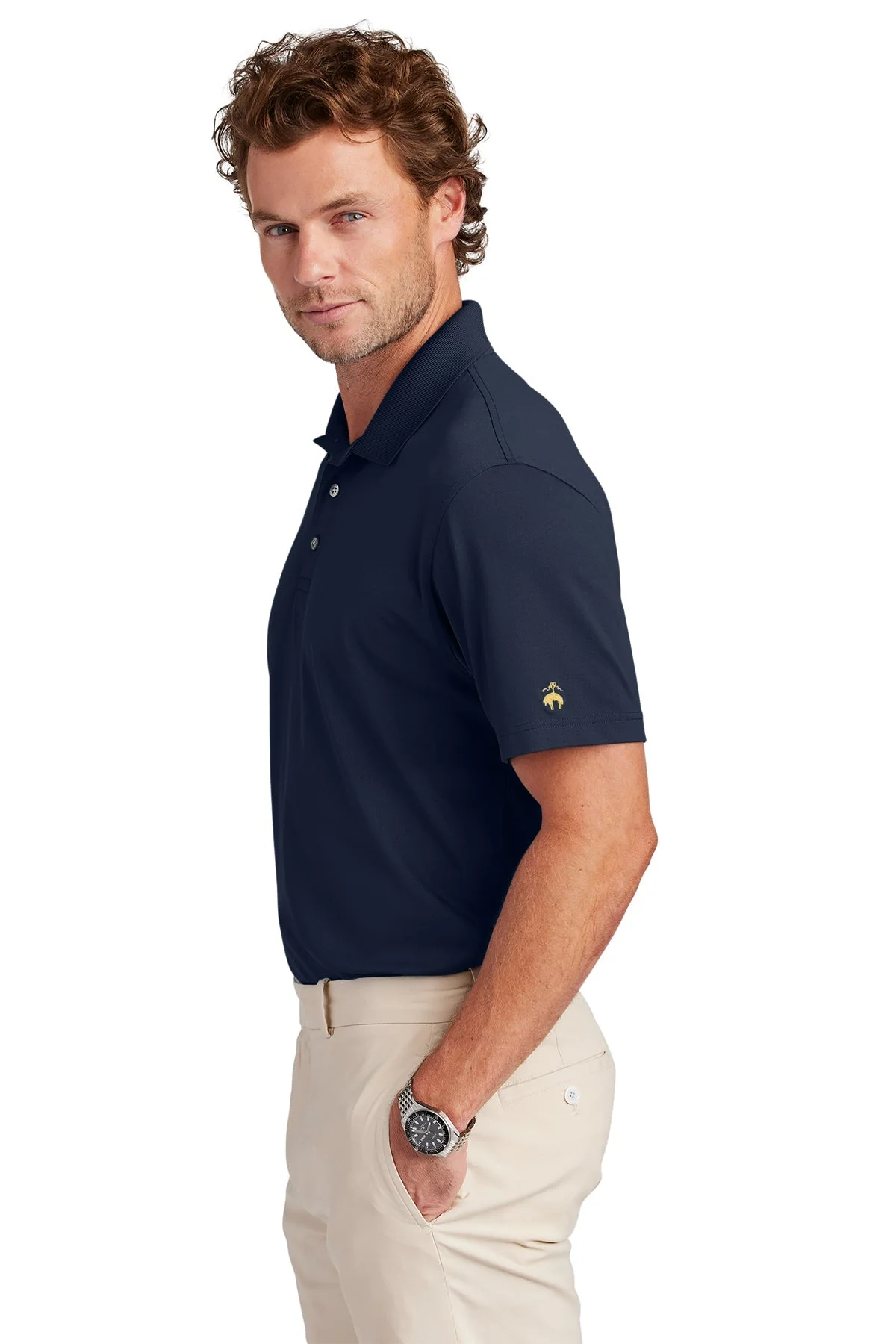 Brooks Brothers Mesh Pique Performance Polo, Navy Blazer [Lake Erie Arms] - Image 3