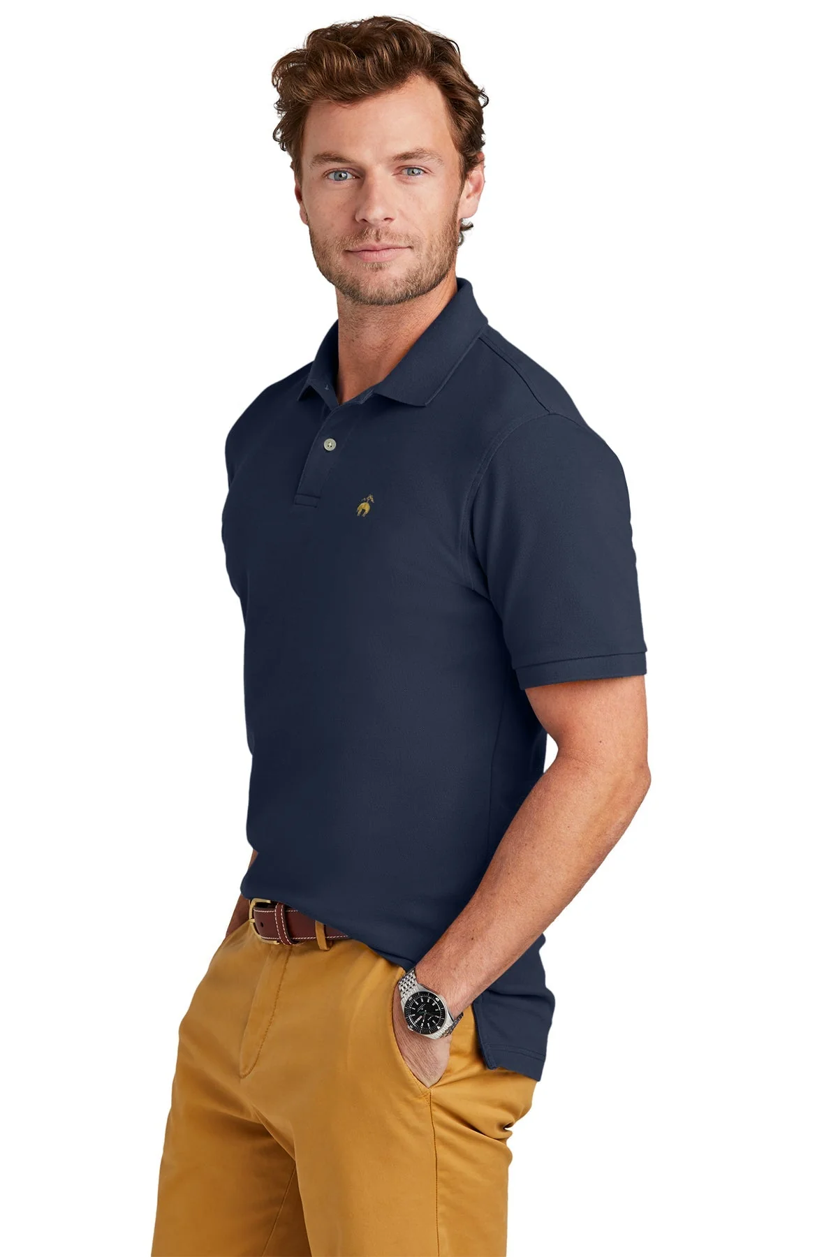 Brooks Brothers Pima Cotton Pique Polo, Navy Blaze [Matos Builders] - Image 3