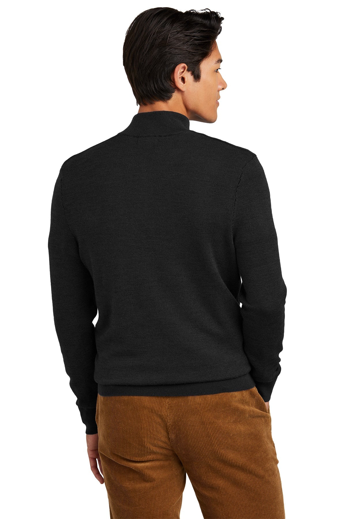 Brooks Brothers Washable Merino Birdseye  1/4-Zip Sweater, Deep Black [The Braff Group] - Image 2