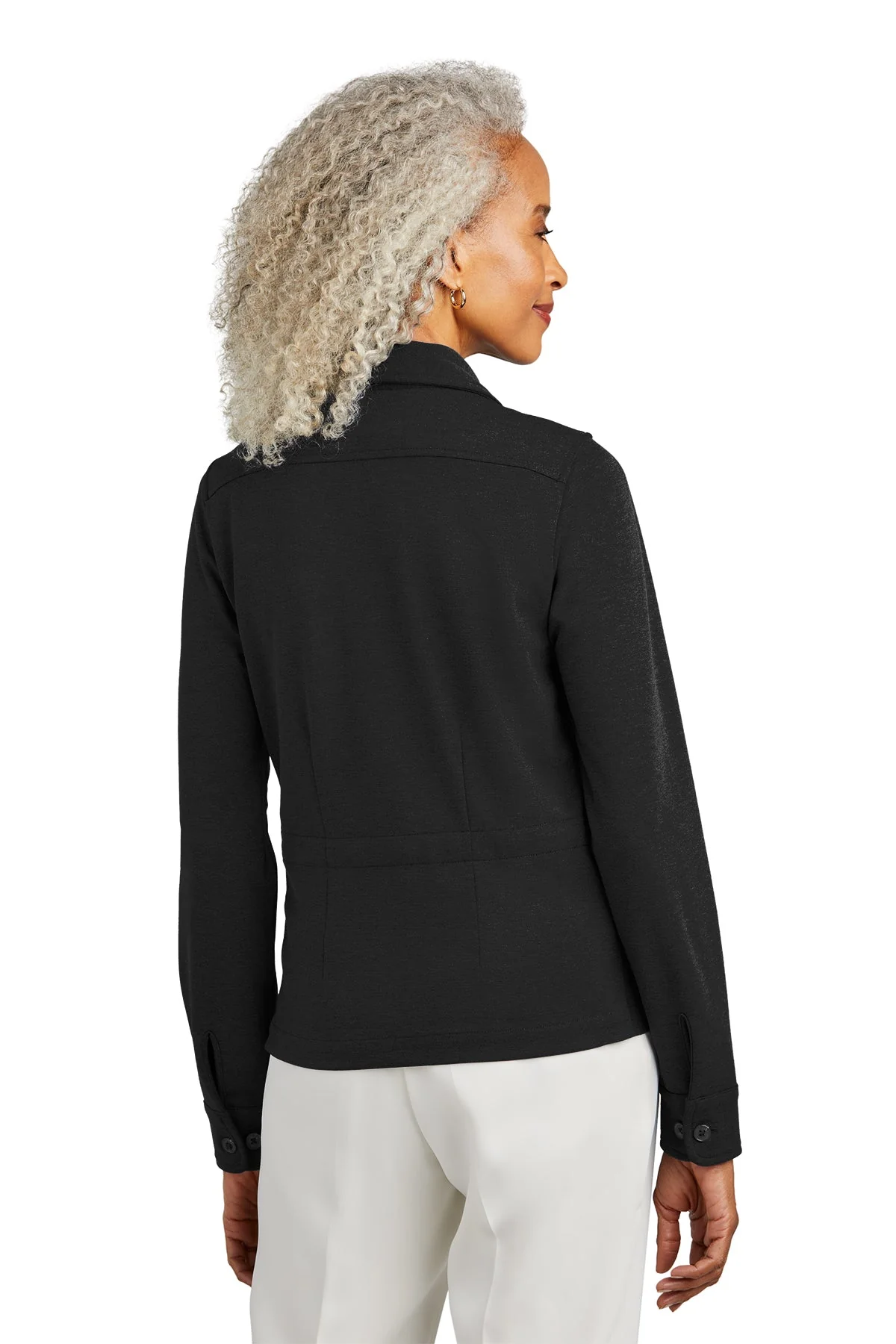 Brooks Brothers Womens Mid-Layer Stretch Button Jacket, Black Heather - Image 2