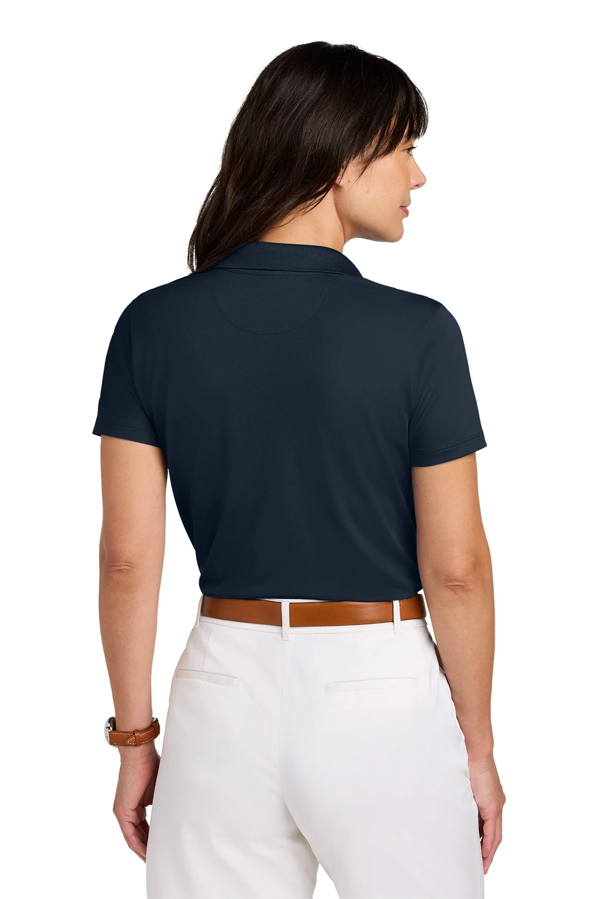 Brooks Brothers Womens Mesh Pique Performance Polo, Navy Blazer [Cunningham & Associates, LLC] - Image 2