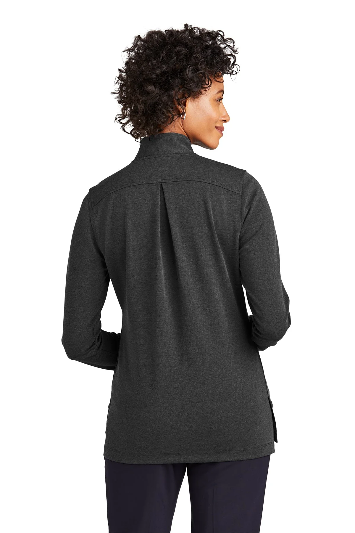 Brooks Brothers Womens Stretch 1/2-Button, Windsor Grey Heather [Control Risks] - Image 2