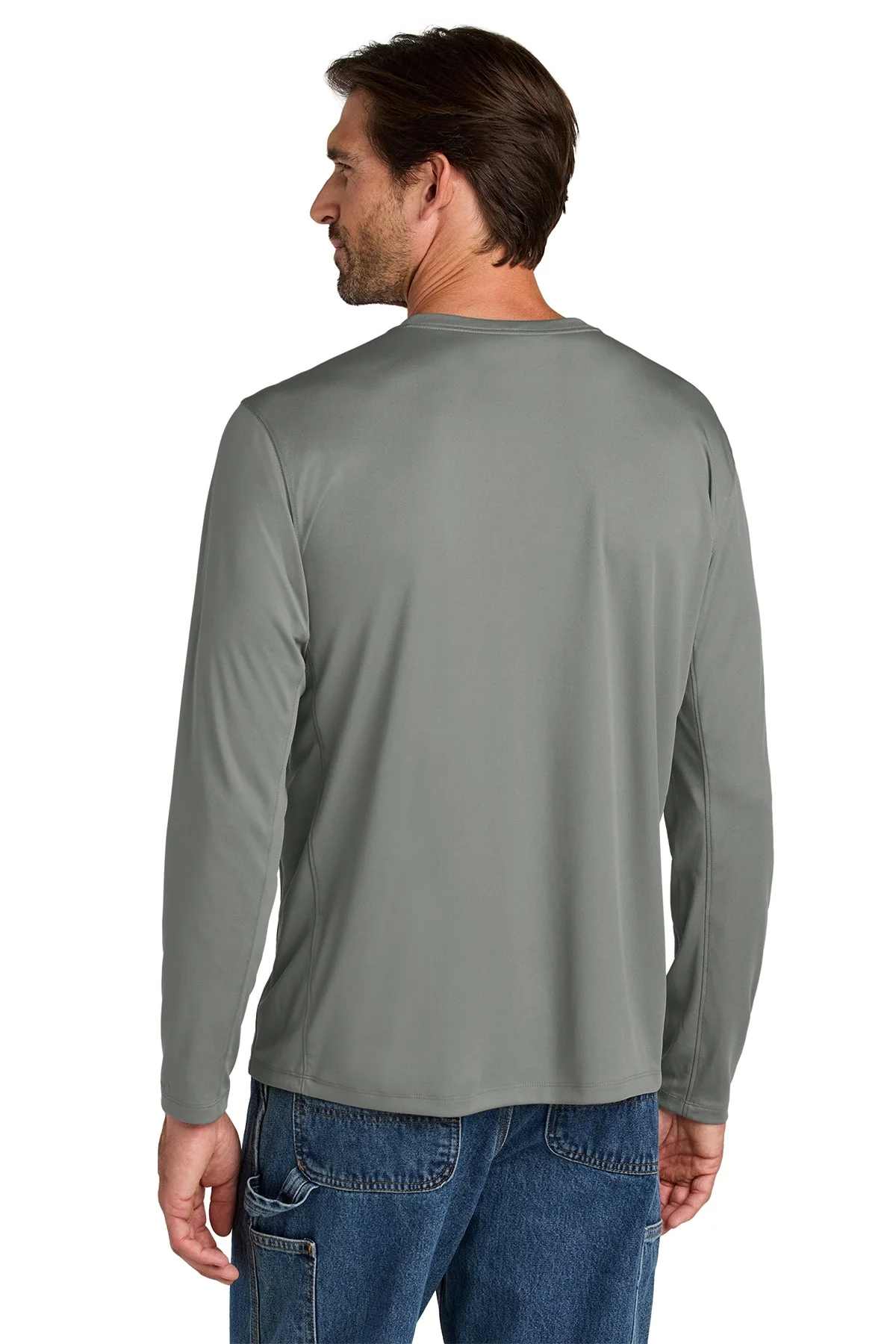 Carhartt Force Sun Defender Long Sleeve Custom T-Shirts, Asphalt Grey - Image 2
