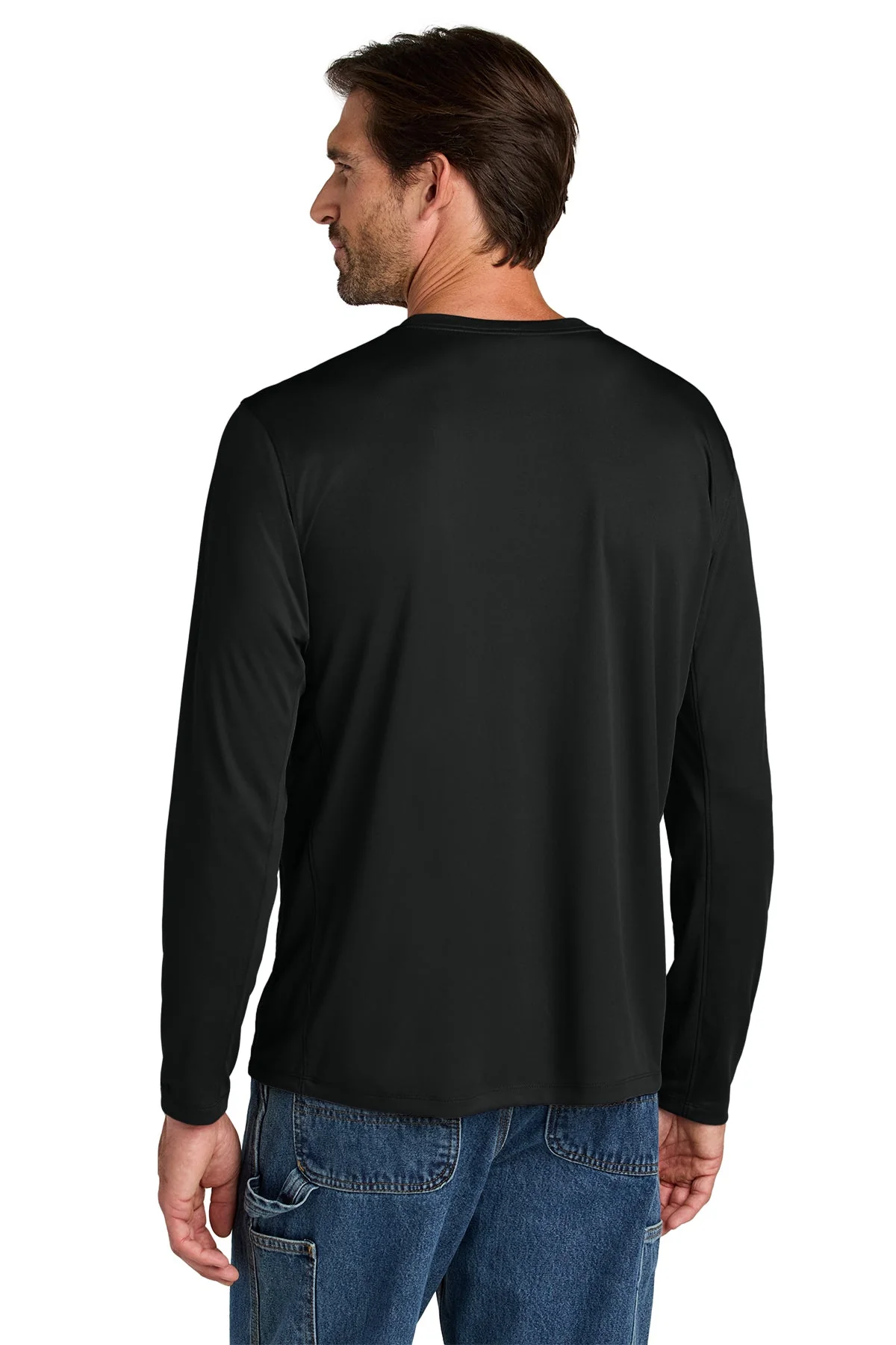 Carhartt Force Sun Defender Long Sleeve Custom T-Shirts, Black - Image 2