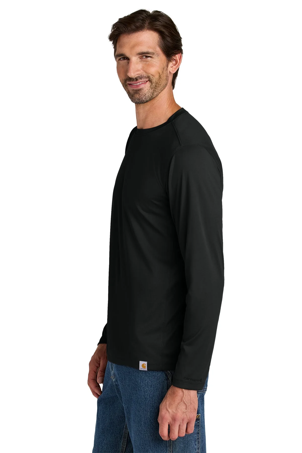 Carhartt Force Sun Defender Long Sleeve Custom T-Shirts, Black - Image 3
