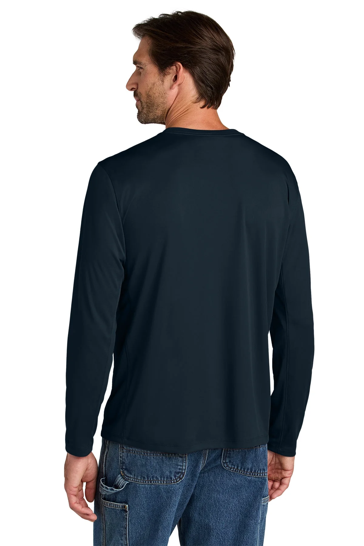 Carhartt Force Sun Defender Long Sleeve Custom T-Shirts, Navy - Image 2