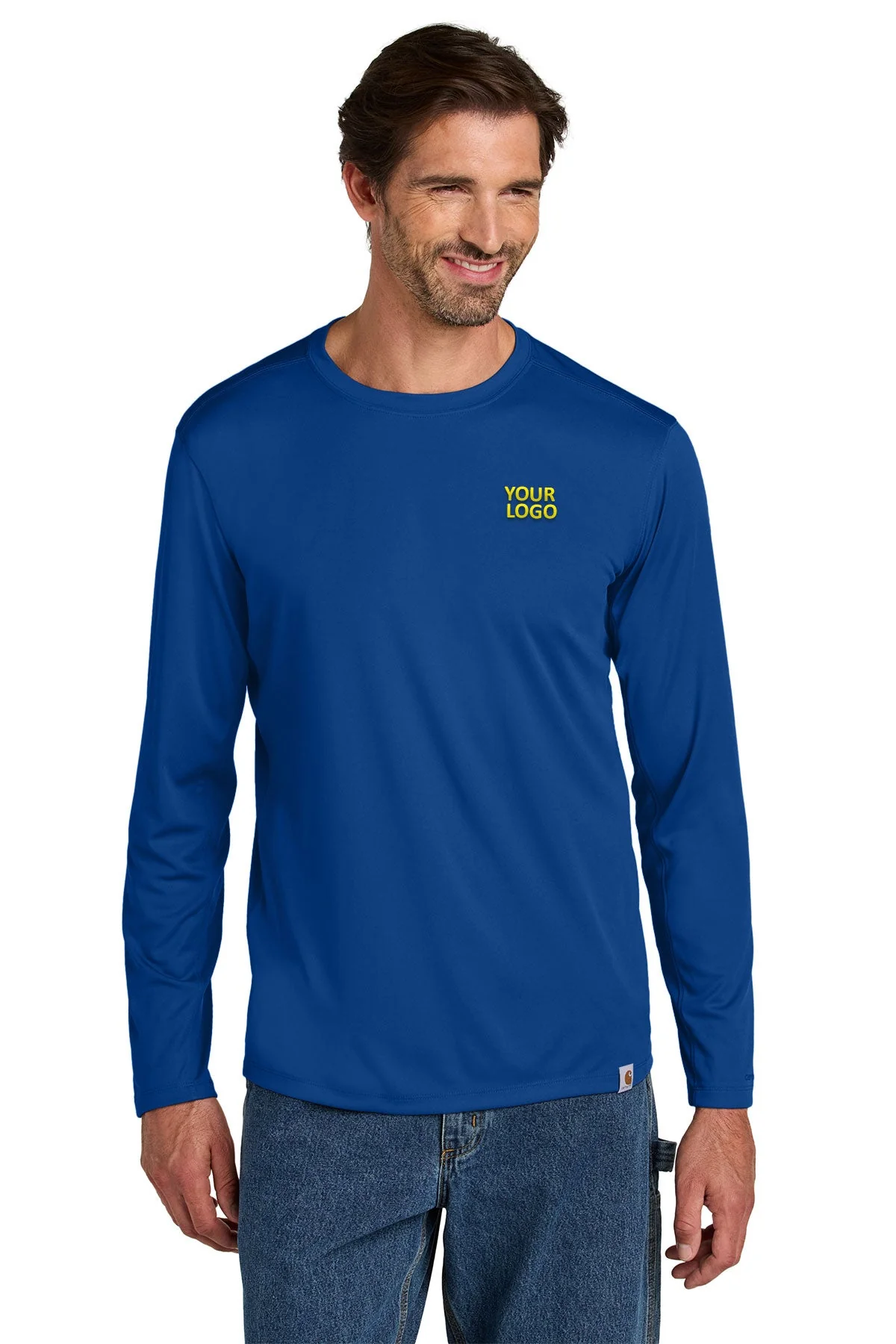 Carhartt Force Sun Defender Long Sleeve Custom T-Shirts, Royal Glass Blue