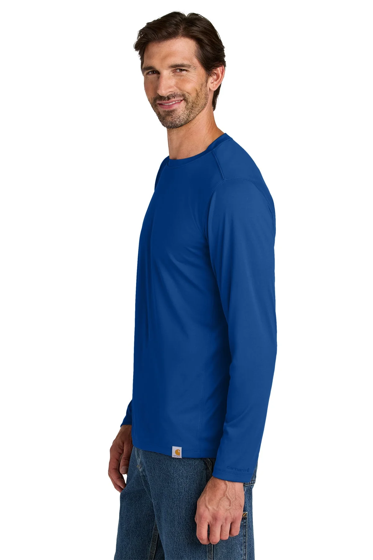 Carhartt Force Sun Defender Long Sleeve Custom T-Shirts, Royal Glass Blue - Image 3