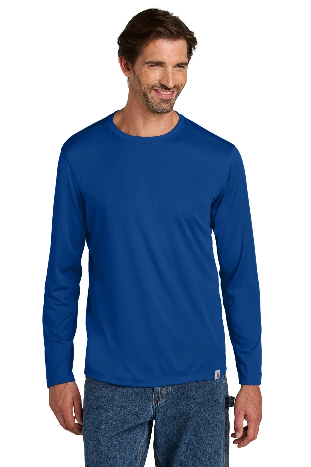 Carhartt Force Sun Defender Long Sleeve Custom T-Shirts, Royal Glass Blue - Image 4