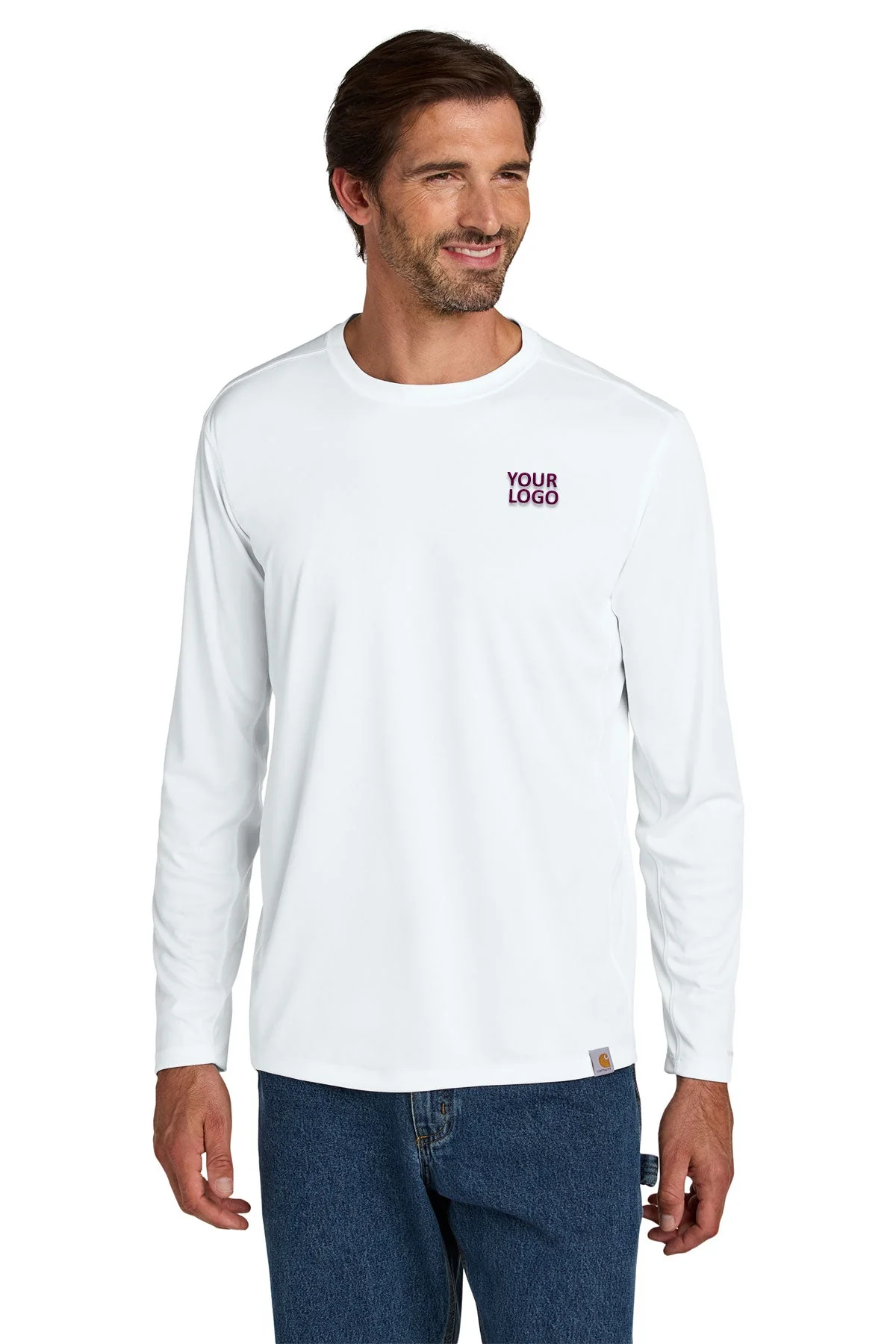 Carhartt Force Sun Defender Long Sleeve Custom T-Shirts, White