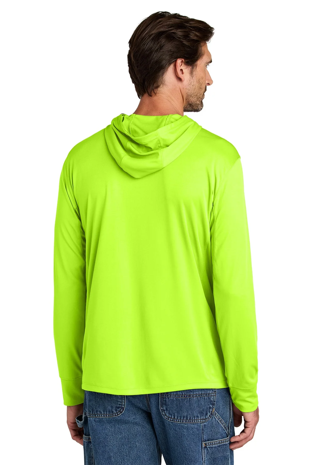 Carhartt Force Sun Defender Long Sleeve Hooded Custom T-Shirts, Brite Lime - Image 2