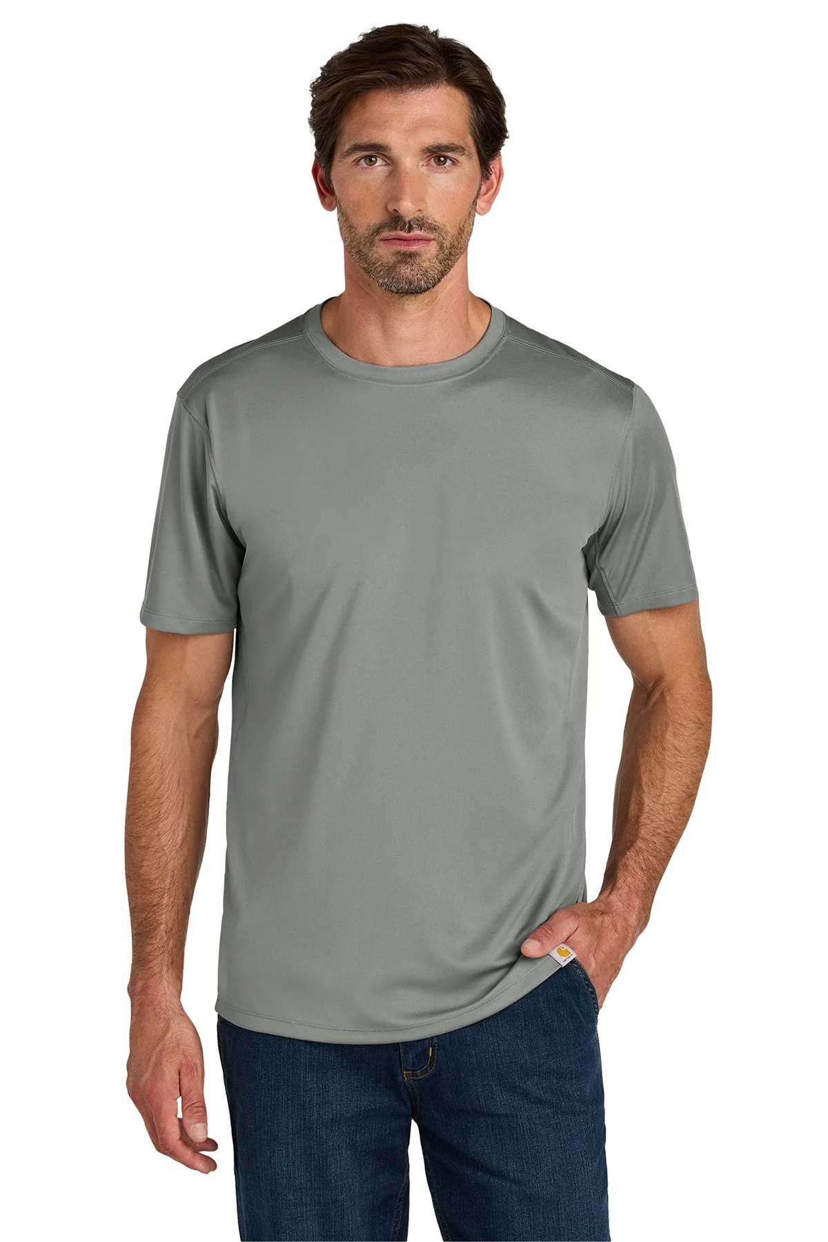 Carhartt Force Sun Defender Short Sleeve Custom T-Shirts, Asphalt Grey - Image 4