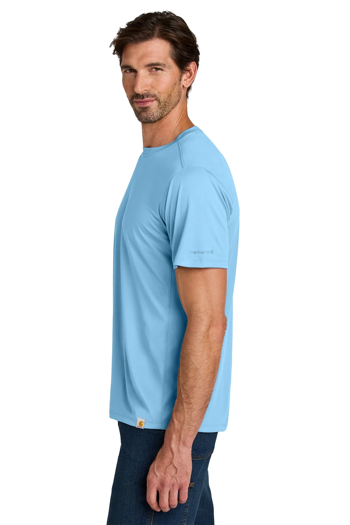 Carhartt Force Sun Defender Short Sleeve Custom T-Shirts, Fresh Water Blue - Image 3