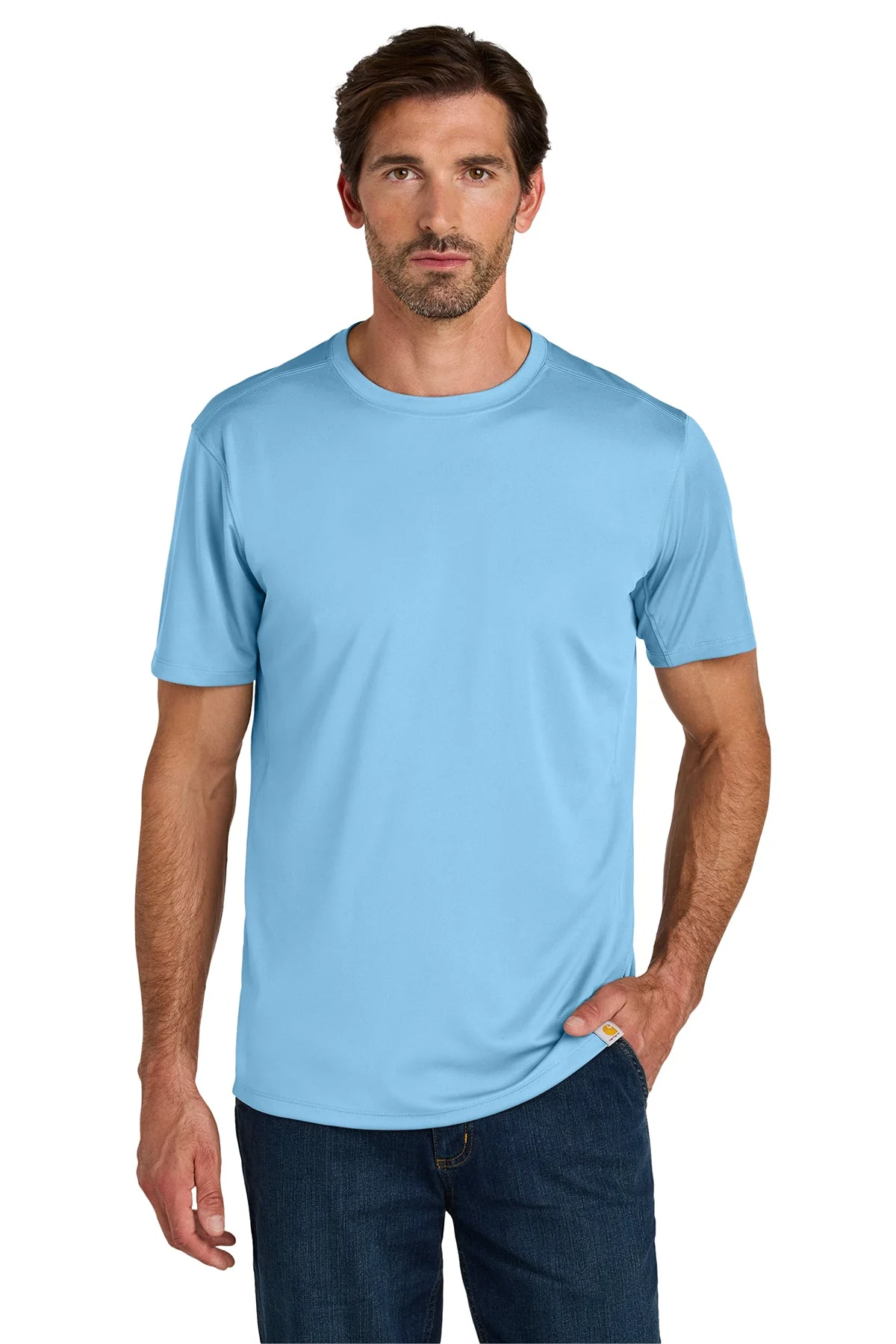 Carhartt Force Sun Defender Short Sleeve Custom T-Shirts, Fresh Water Blue - Image 4
