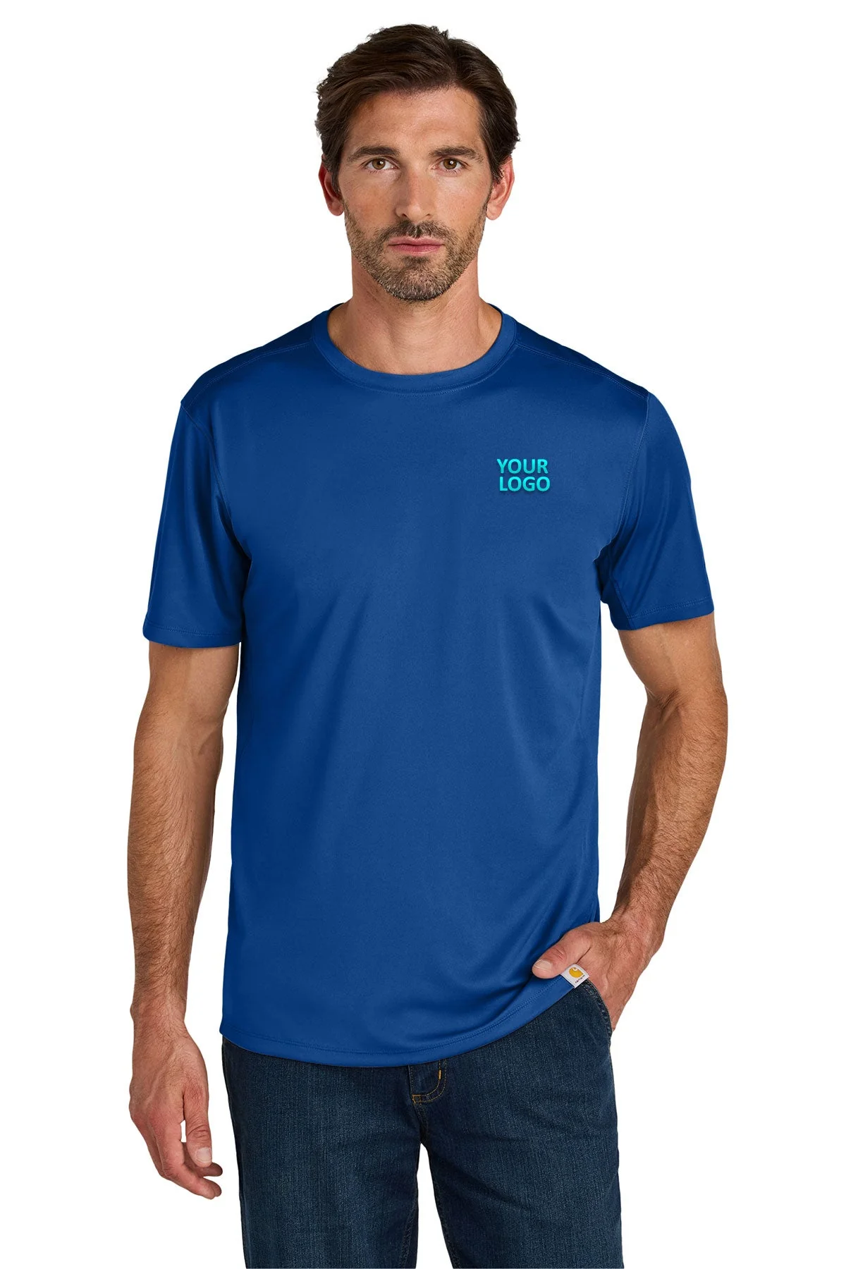 Carhartt Force Sun Defender Short Sleeve Custom T-Shirts, Royal Glass Blue