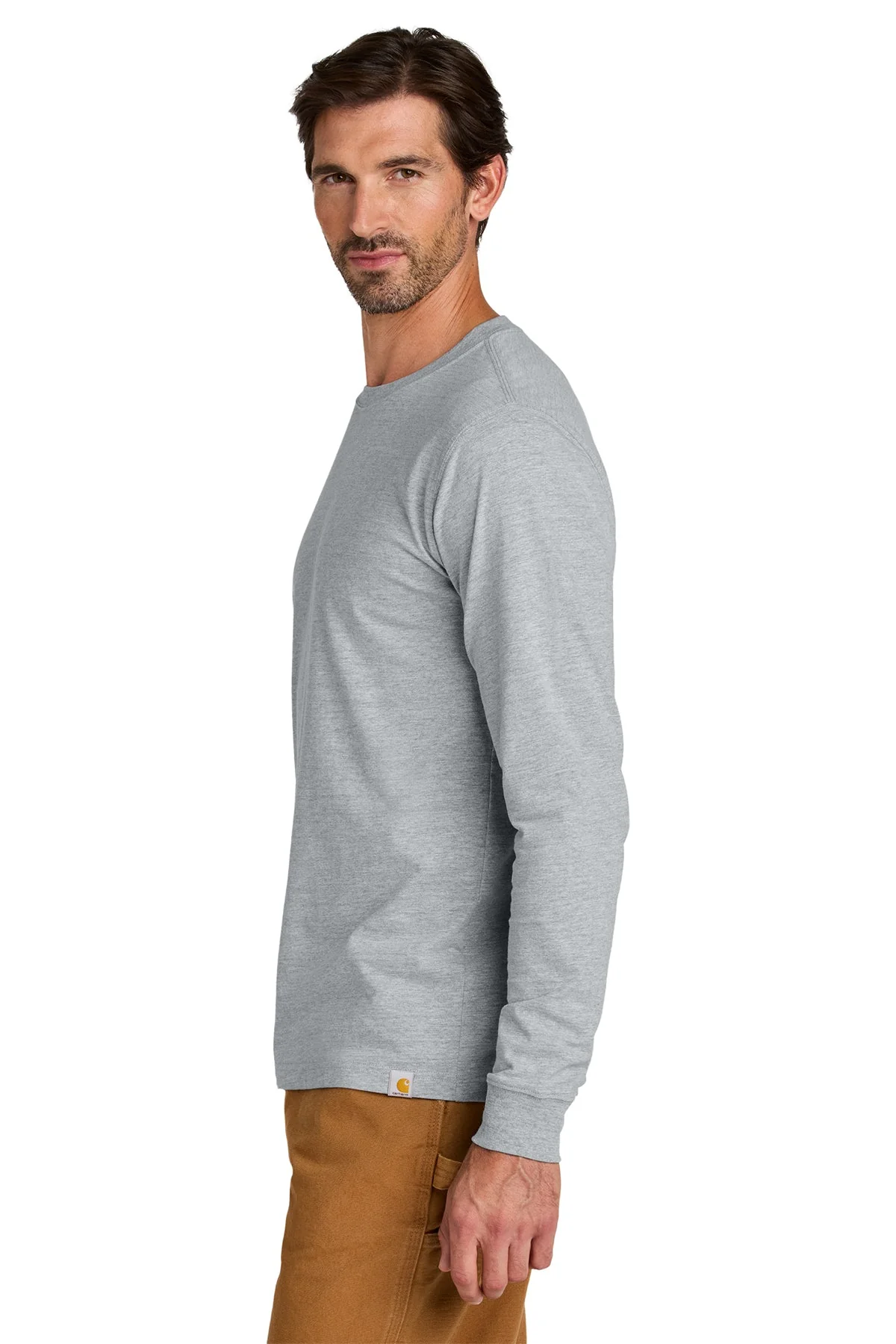 Carhartt Long Sleeve Custom T-Shirts, Heather Grey - Image 3