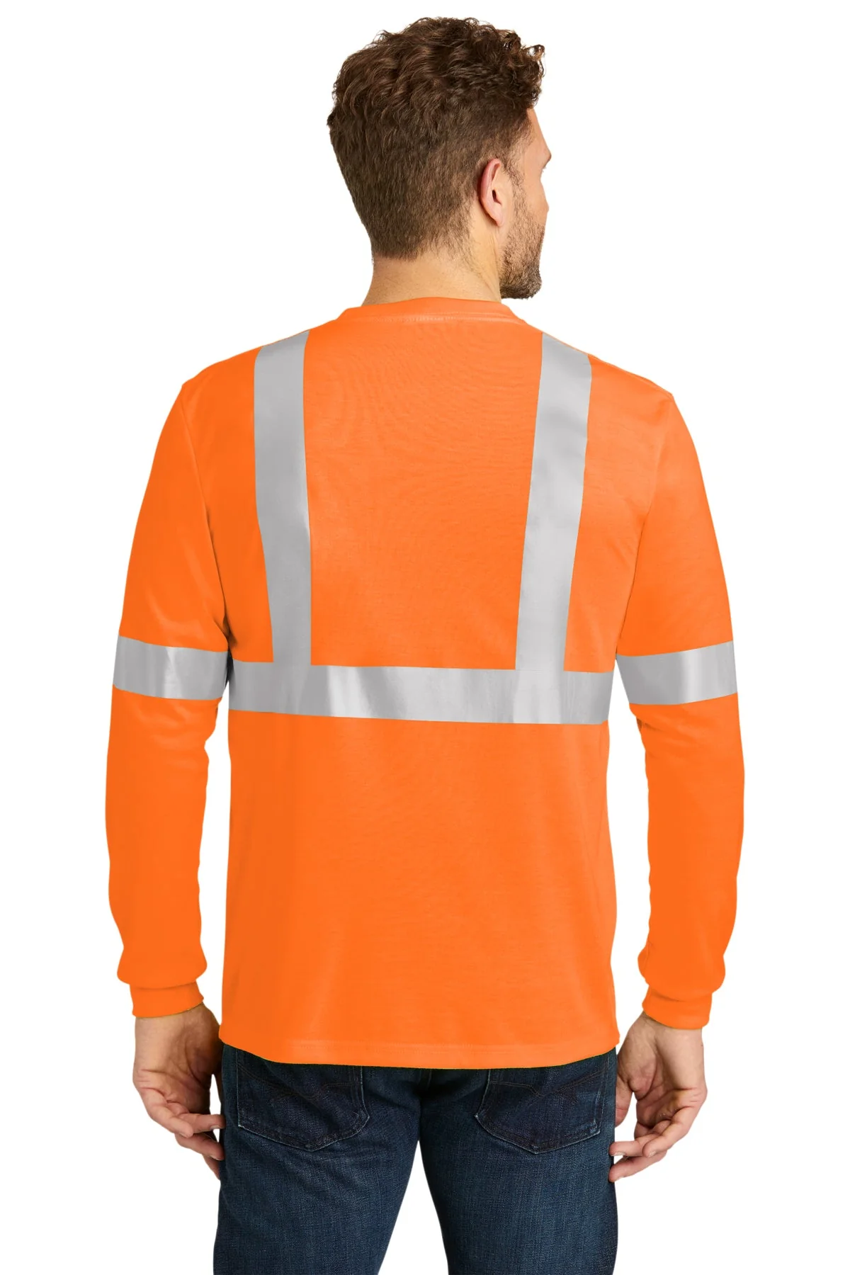 CornerStone ANSI 107 Long Sleeve Safety T-Shirt, Safety Orange/ Reflective - Image 2
