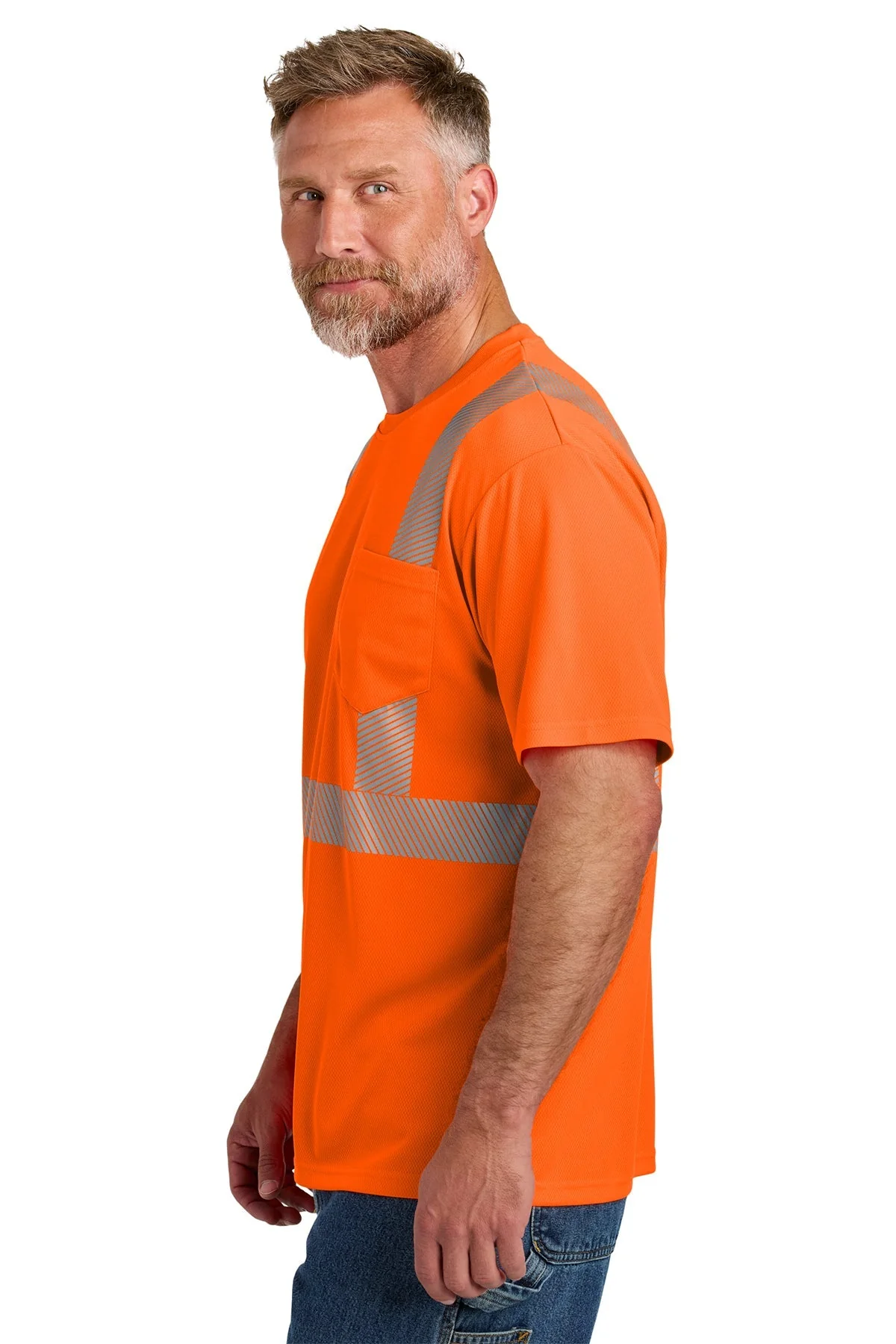 CornerStone ANSI 107 Class 2 Segmented Tape Tee, Safety Orange [Northern Lights Locating & Inspection] - Image 3