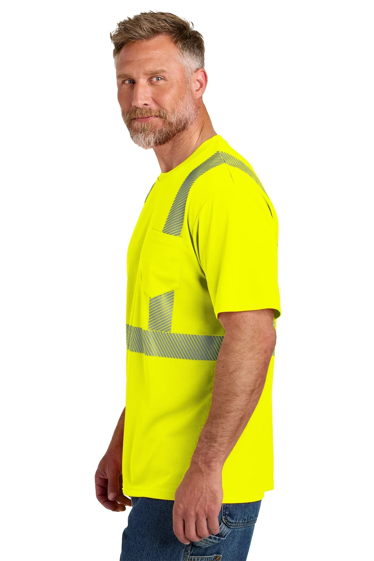 CornerStone ANSI 107 Class 2 Segmented Tape Tee, Safety Yellow [Northern Lights Locating & Inspection] - Image 3