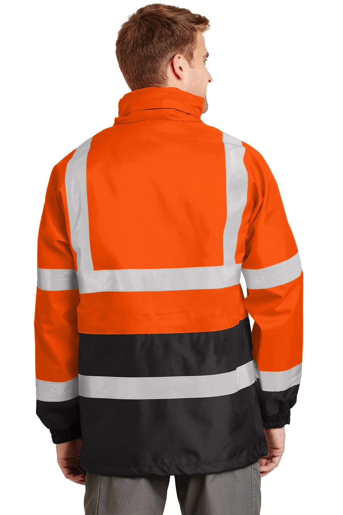 CornerStone ANSI 107 Waterproof Parka, Safety Orange/ Black - Image 2