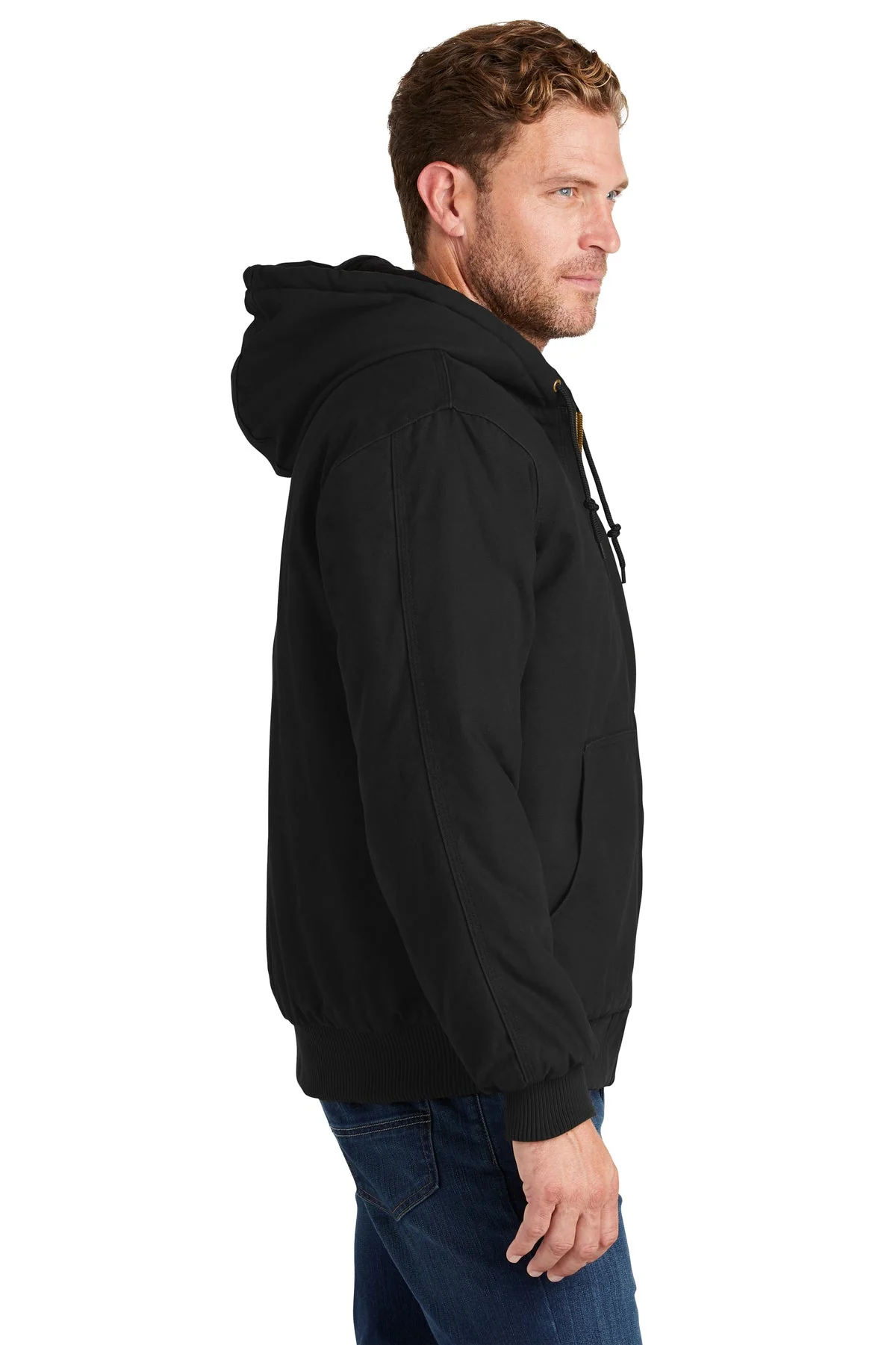 CornerStone Washed Duck Insulated Hooded Jacket, Black [Allendale Machinery Systems] - Image 3