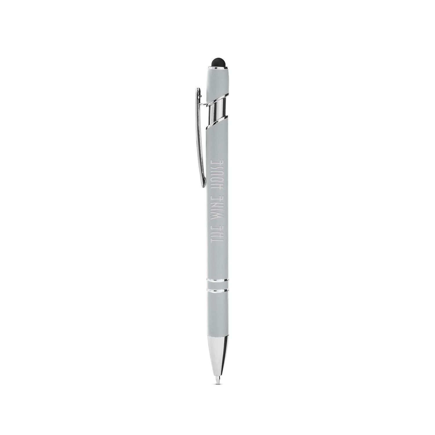 Core365 Rubberized Aluminum Click Stylus Pens, Platinum - Image 3