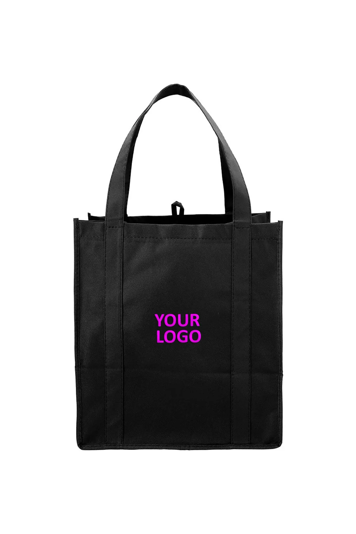 Hercules Non-Woven Custom Grocery Totes, Black