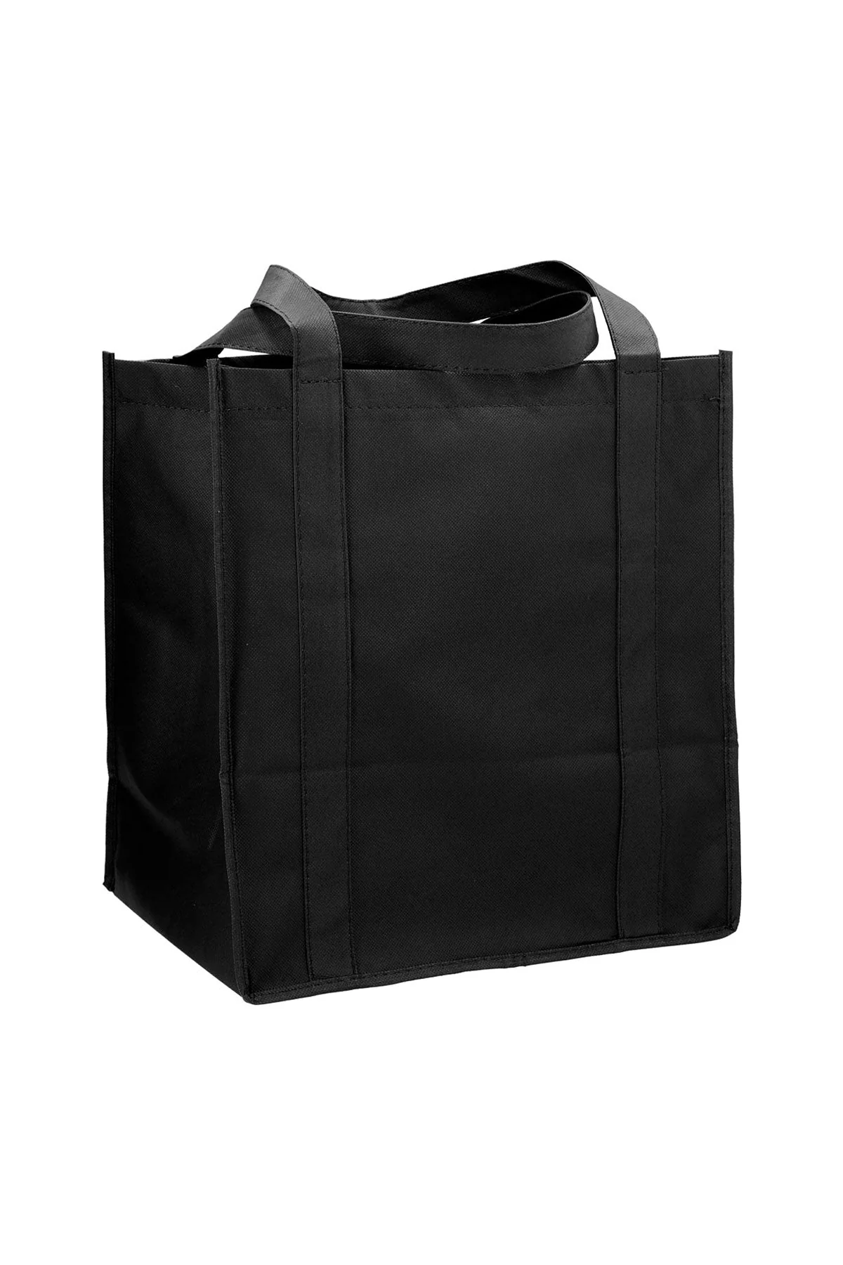 Hercules Non-Woven Custom Grocery Totes, Black - Image 2