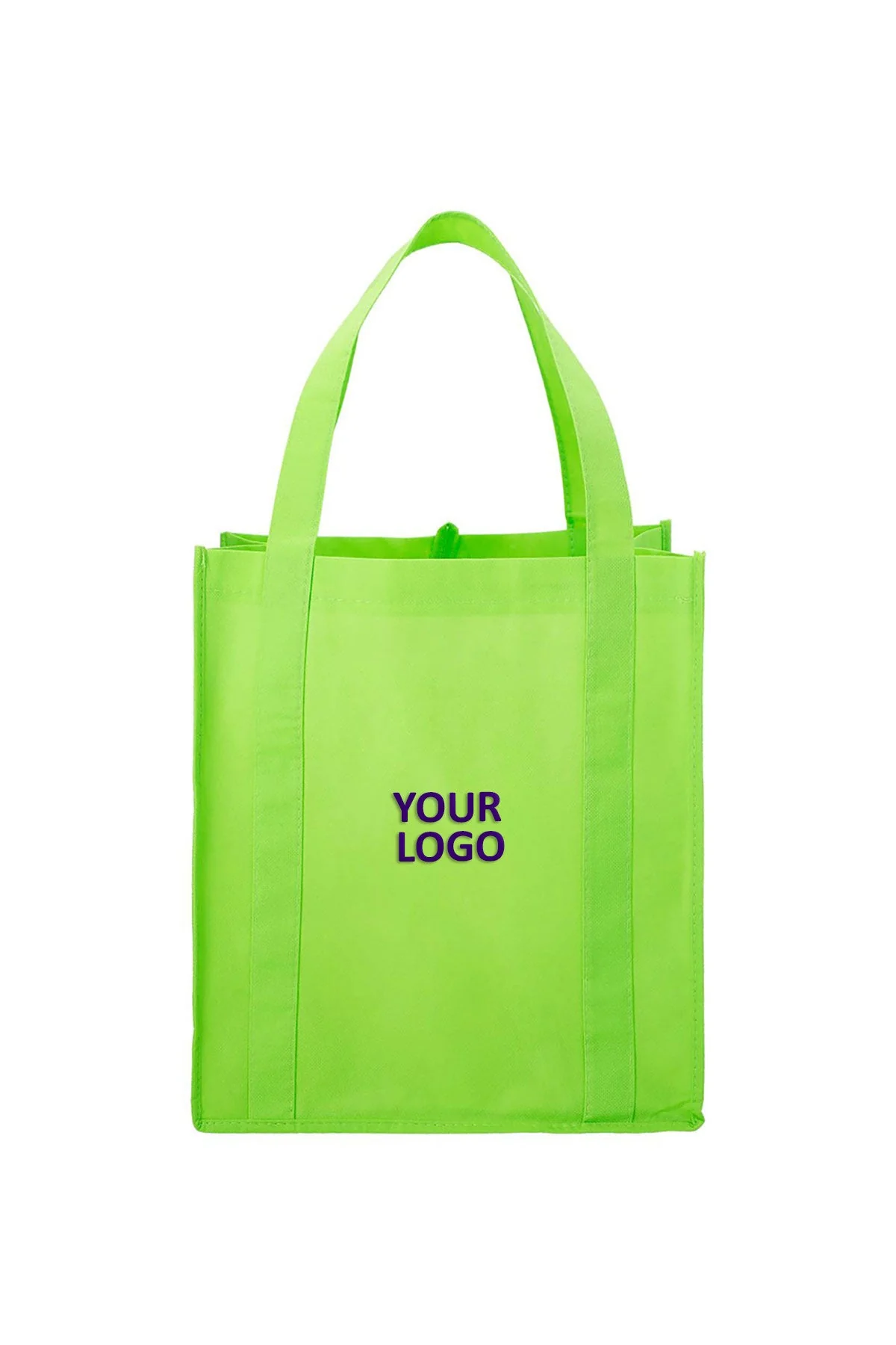 Hercules Non-Woven Custom Grocery Totes, Lime Green