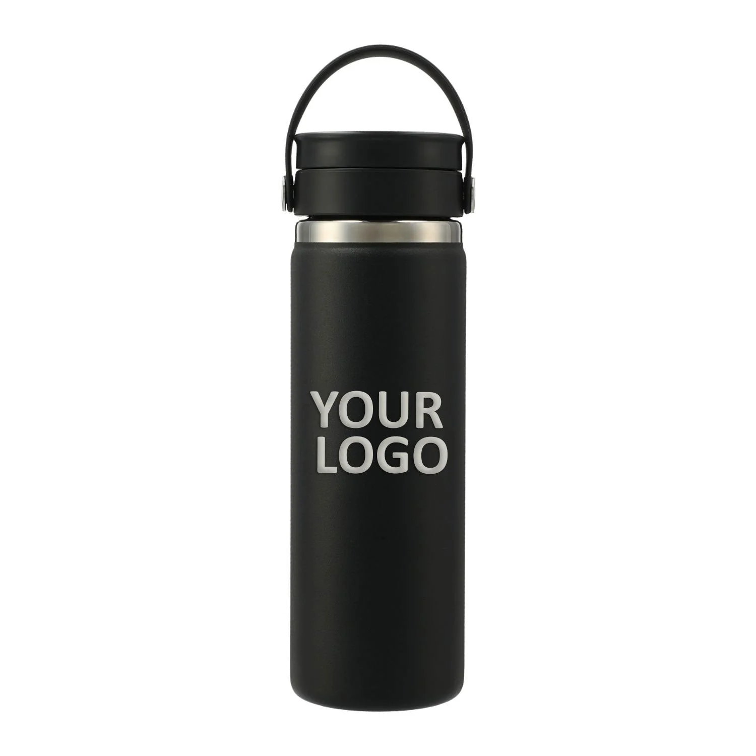 Hydro Flask Wide Mouth 20 oz Custom Bottles with Flex Sip Lid, Black