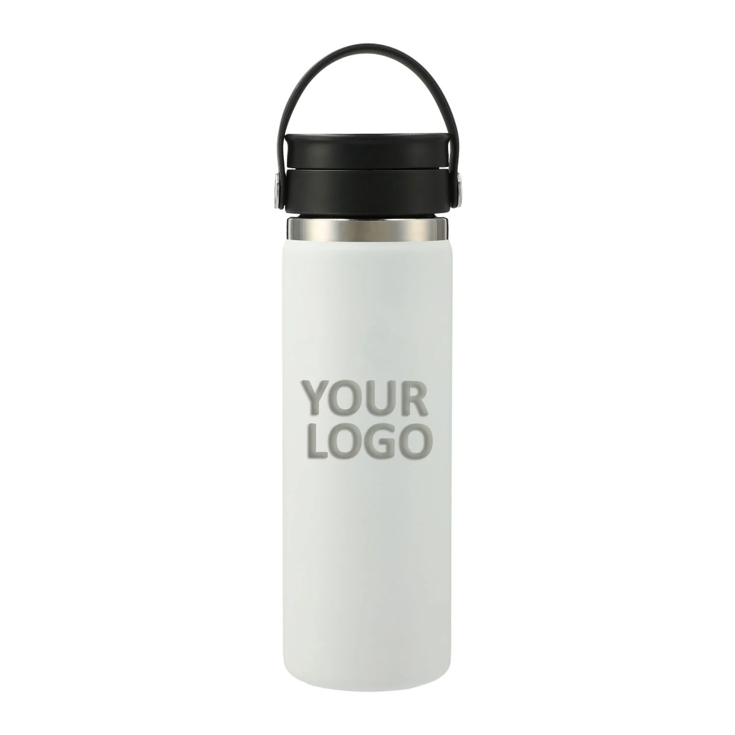 Hydro Flask Wide Mouth 20 oz Custom Bottles with Flex Sip Lid, White