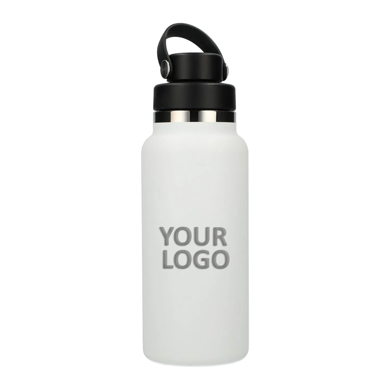 Hydro Flask Wide Mouth 32oz Custom Bottles with Flex Chug Cap, White