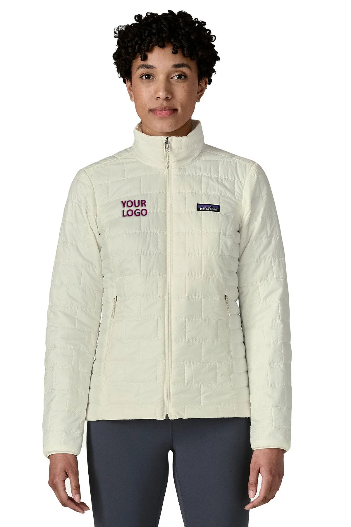 Patagonia Womens Nano Puff Custom Jackets, Birch White