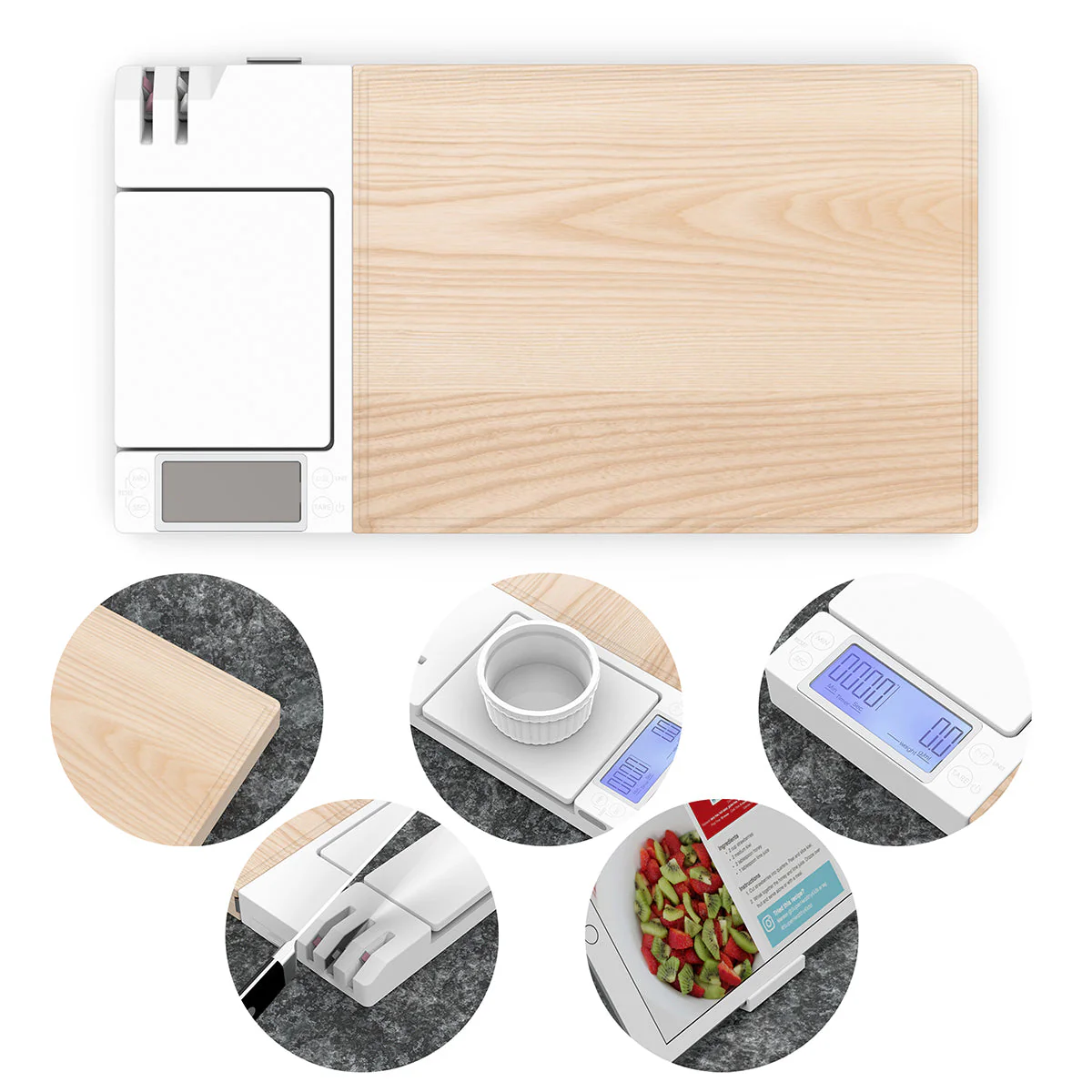 Powerstick Souschef 5-In-1 Cutting Board, Brown - Image 3