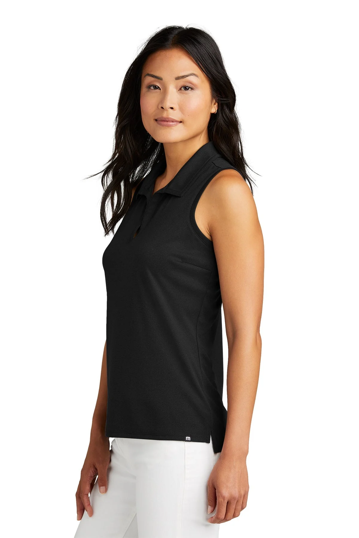 TravisMathew Ladies Coto Sleeveless Polo, Black [Executive Construction] - Image 3