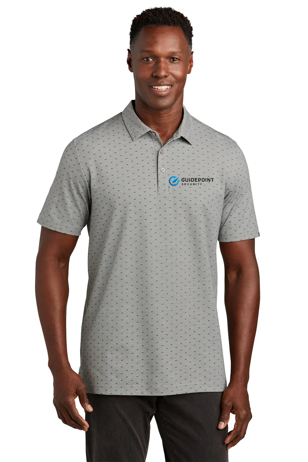 TravisMathew Geo Polo, Grey Heather with Dark Grey [GuidePoint Security]