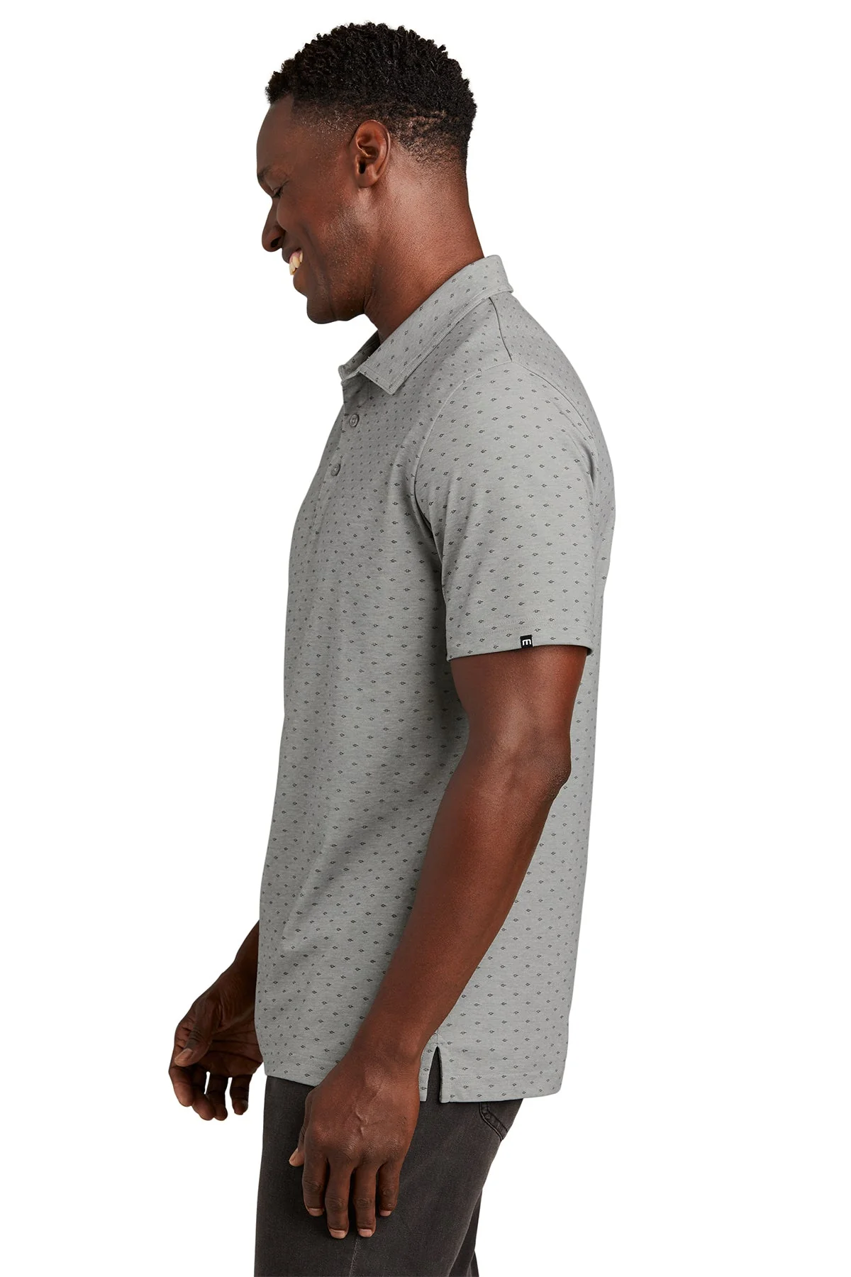 TravisMathew Geo Polo, Grey Heather with Dark Grey [GuidePoint Security] - Image 3