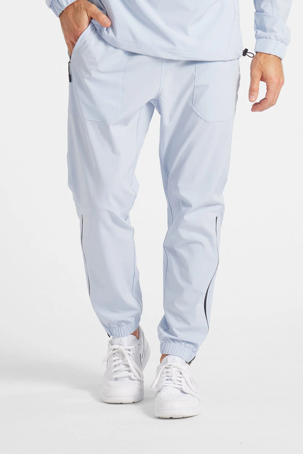 UNRL DWR Custom Track Pants, Sky Blue - Image 4