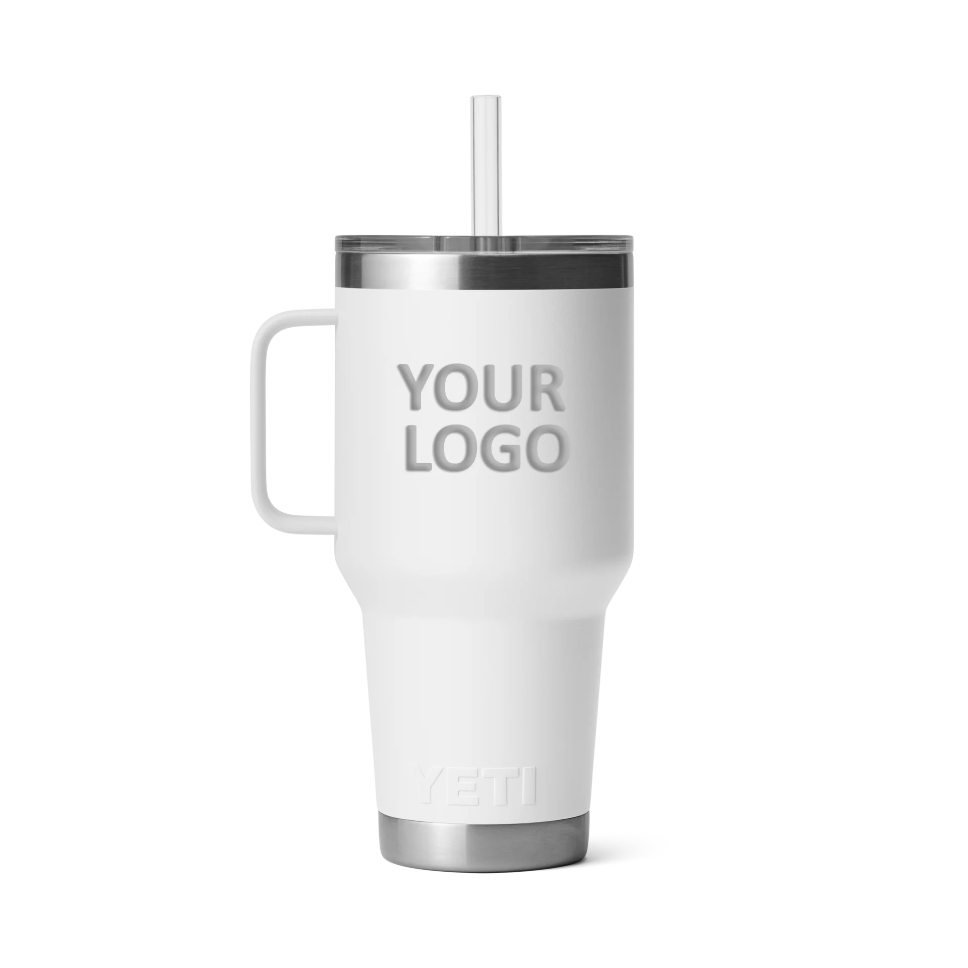 Yeti Rambler 35 Oz Custom Straw Mugs With Straw Lid, White